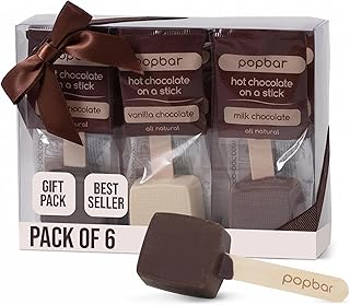 Popbar - Hot Chocolate Sticks - 6 Pack Variety Gift Pack Set Kit- 2 Dark, 2 Milk & 2 Vanilla White. Ideal for Holidays, Valentine's Day, Birthdays, Thanksgiving, Christmas, Hanukkah, Cocoa Bomb Lovers