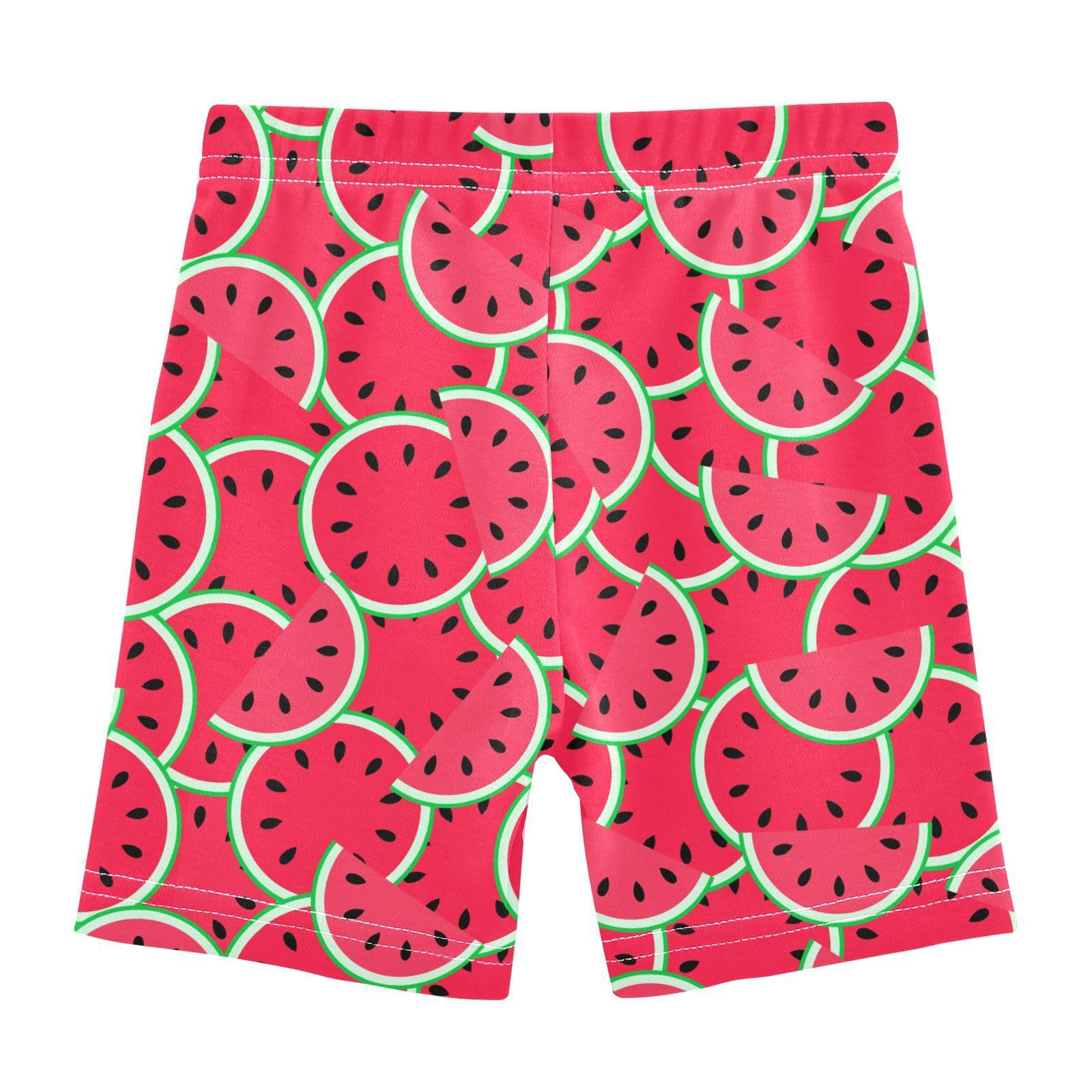 JHKKU Girls Watermelon Shorts Cotton Cartwheel Bike Kids Biker Under Dress Dance Short Girl Clothes 5T