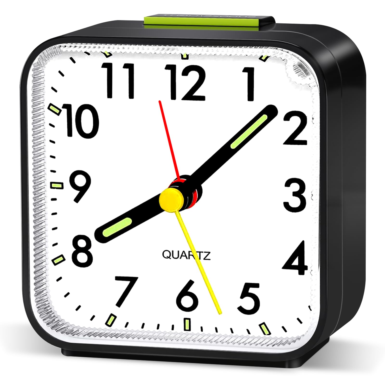 Mokht Black Alarm Clock, Silent Non Ticking Alarm Clocks Bedside Battery Powered, Snooze Alarm Clocks With Light, Bedside Clock With Luminous Pointer, Lound Alarm Clock For Heavy Sleepers Bedroom Office,