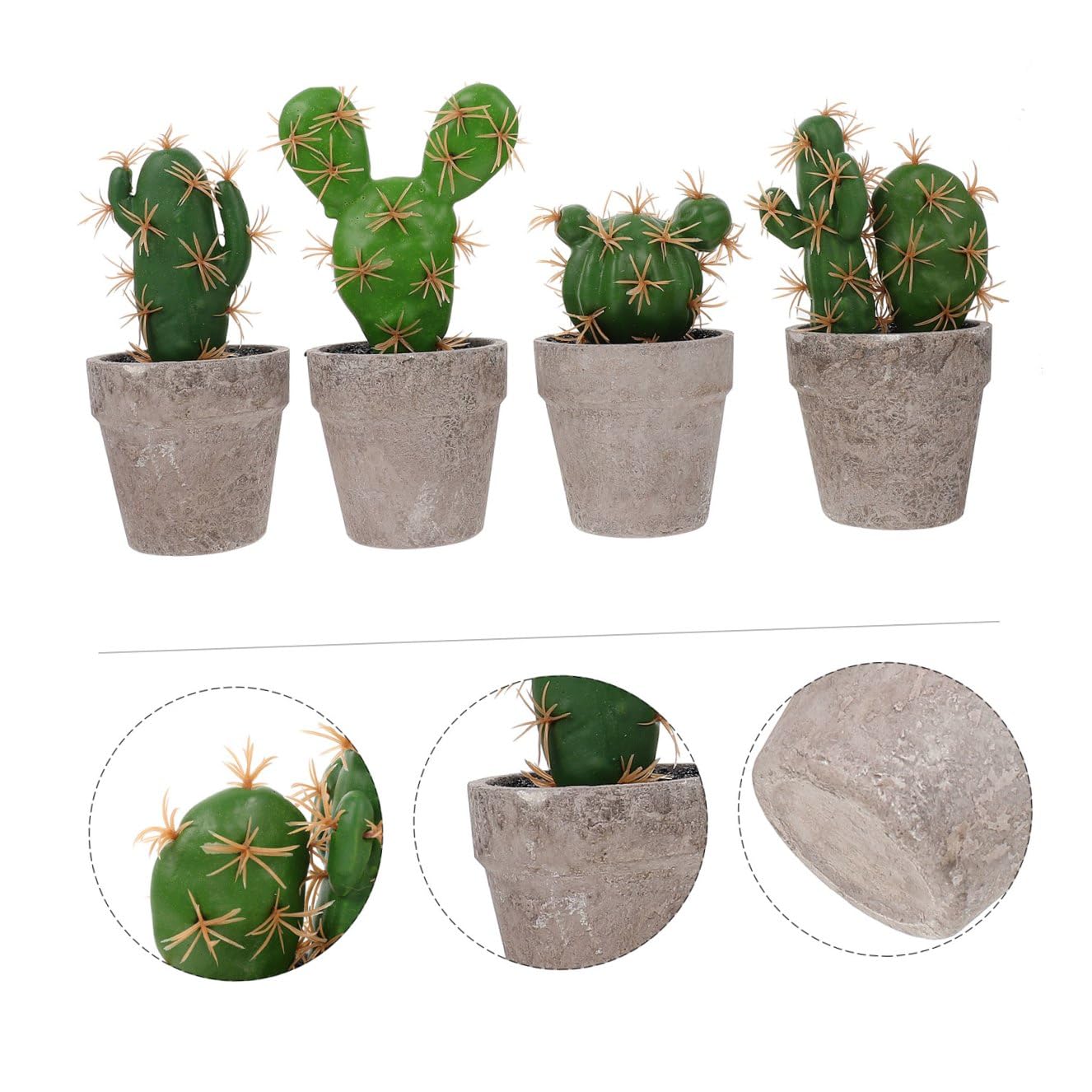 Piante Grasse Finte Ornamento Verde Vivace Set 4 Pezzi in Polpa e Plastica e Facile Cura Look Naturale per Decorazione Desktop Casa e Studio