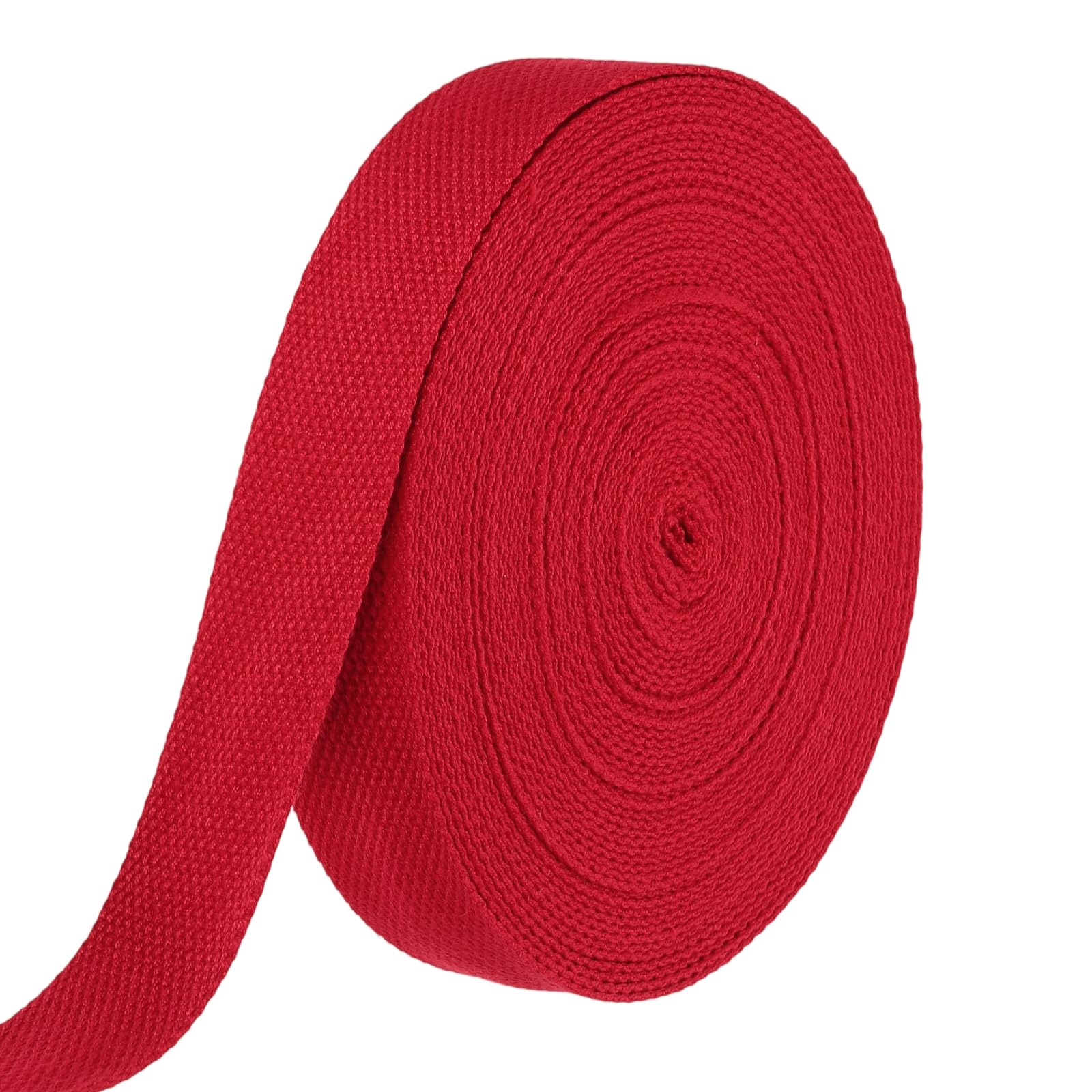 sourcing map Cotton Webbing 32mm x 14m (W x L) Polyester Cotton Weave Webbing Strap Twill Tape Ribbon for Art and Crafts Webbing Tote Bag Handles Cloth Belt Making Outdoor Supplies, Red