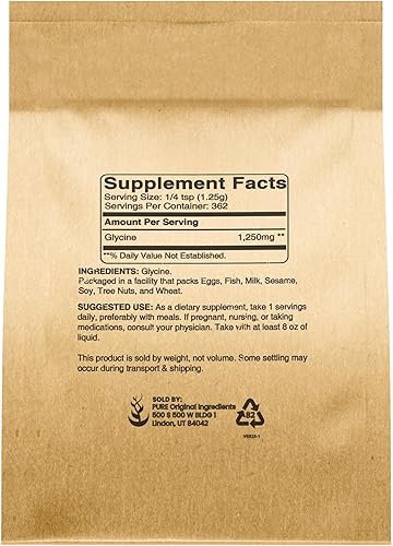 Miniatura 2 de PURE ORIGINAL INGREDIENTS Potencia de glicina, 1 libra, sin OMG, aminoácido no esencial