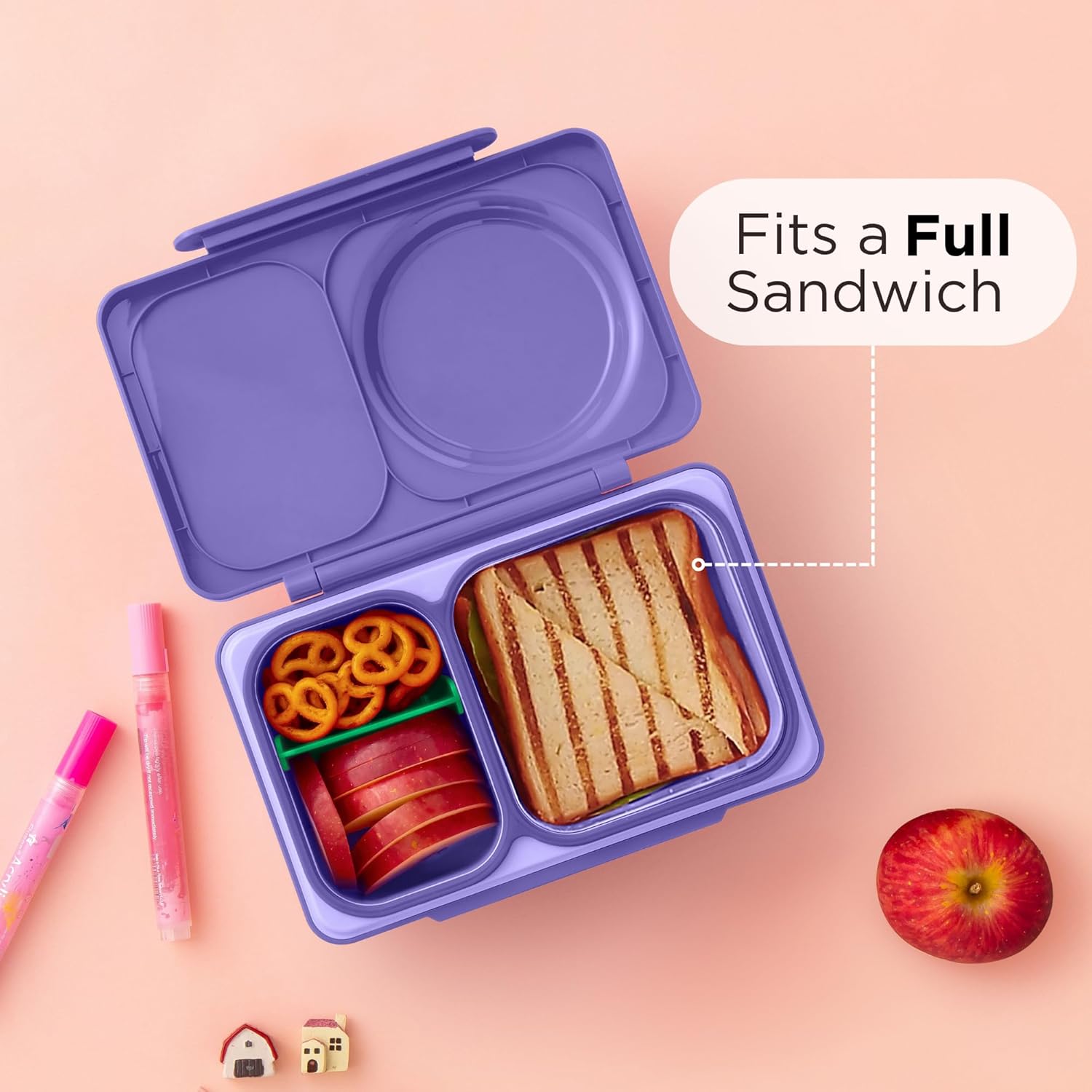 Omie OmieBox UP bento Box for Kids | Insulated Lunch Box | Leak Proof Vacuum Insulated Thermal Food jar | Cooler ice Pack | 2 Compartments (Galaxy Purple) - Image 8