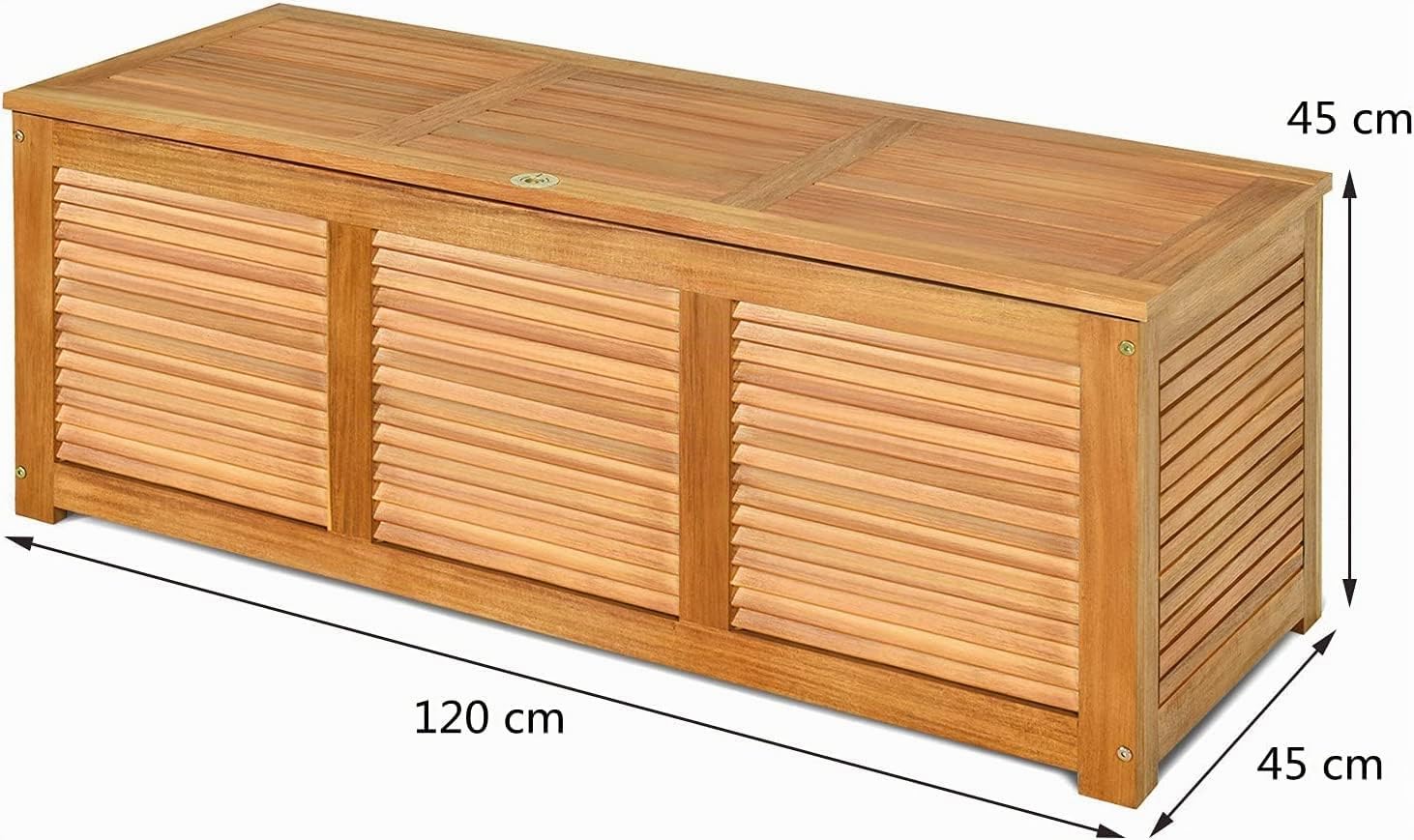 GYMAX Coffre de Terrasse en Bois d'Acacia, Boîte de Rangement Intérieur Extérieur pour Jardin, Coussins de Meubles/Patio ou Outils de Jardinage