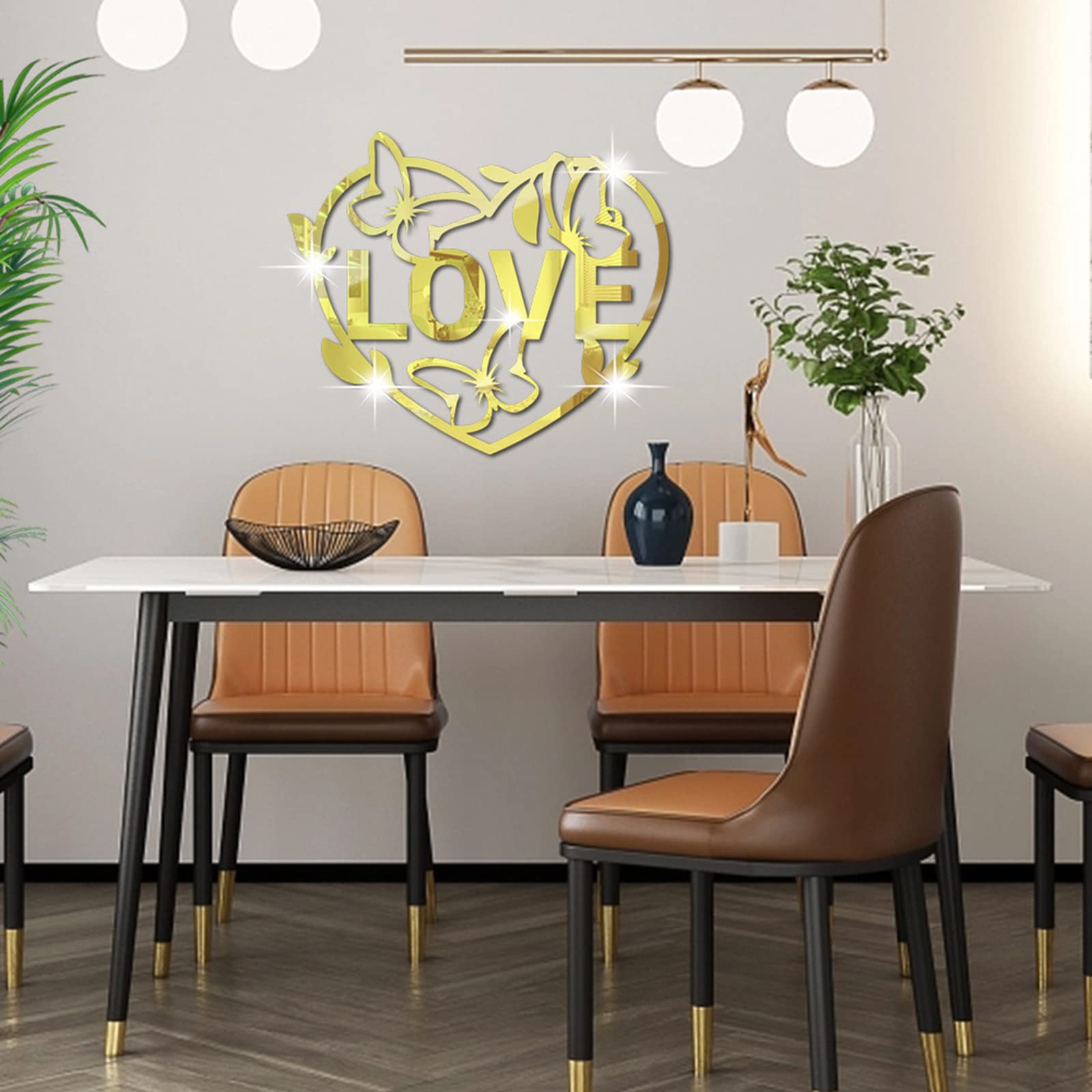 Love Heart Mirror Wall Stickers, Butterfly Acrylic Mirror Wall Decal, 3D Vinyl Walls Art Decor DIY Murals - Image 3