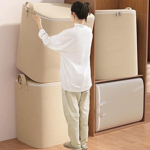 Miniatura 3 de Almacenamiento resistente con asas reforzadas, bolsas de almacenamiento extra grandes para ropa, bolsa de mano de moda, doble cremallera para