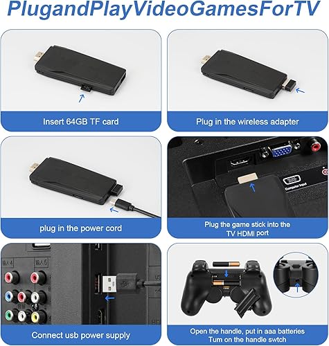 Miniatura 5 de Qonmpcvu Consola de juegos retro inalámbrica, consola de juegos retro, palo de juego retro, consola de videojuegos retro con más de 20000 bytes de