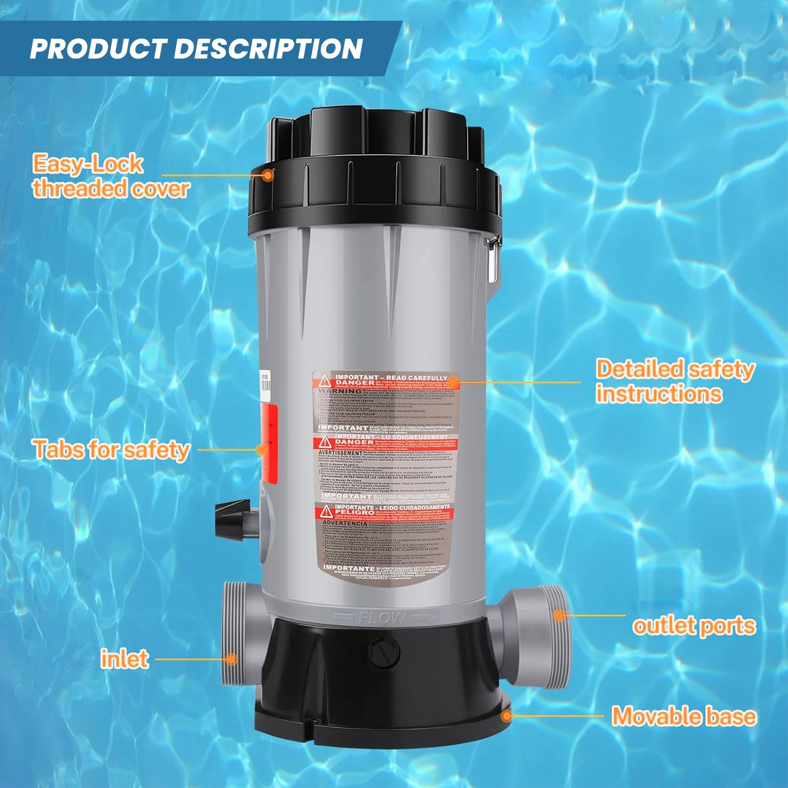 CL-200 Distributeur Automatique De Chlore Équipement De Désinfection De Piscine pour Piscine Spa Désinfection pour Une Eau Plus Claire