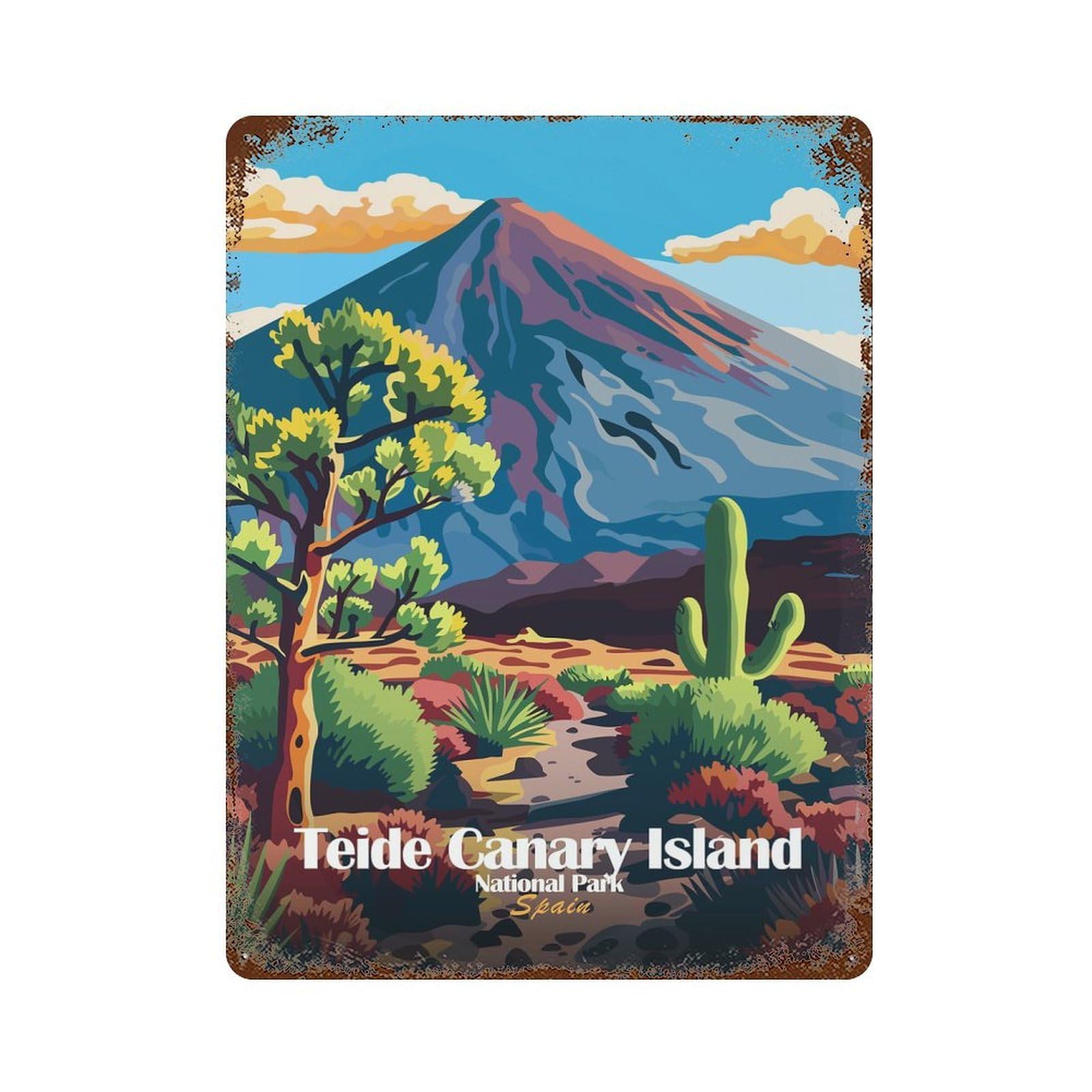 Teide Canary Island National Park Spain Vintage Rust Metal Sign 15.7"x11.8", Shabby Chic Decor for Garage, Pub Or Kitchen