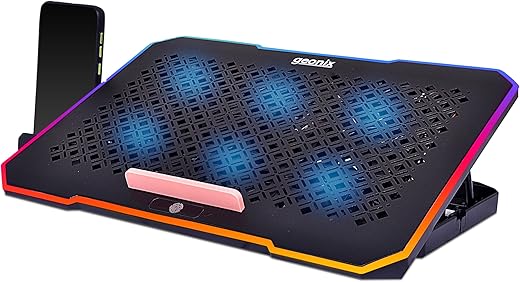 Geonix Ergo 2 Gaming Laptop Cooling Stand with 10 RGB Lights, 6 Quiet Fans for 15.6-18 Inch Laptops, Smart Touch, 5 Stand Adjustable Point, PC…