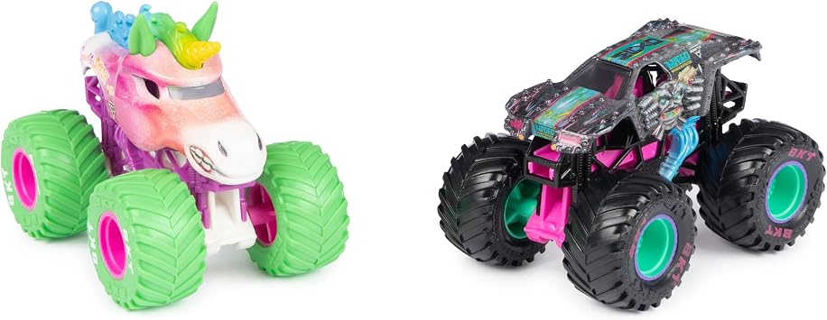 Monster Jam, Official Nitro Neon, Sparkle Smash Vs. Max-D, 1:64 Scale Die-Cast Monster Trucks, Kids Toys for Boys Ages 3 and up