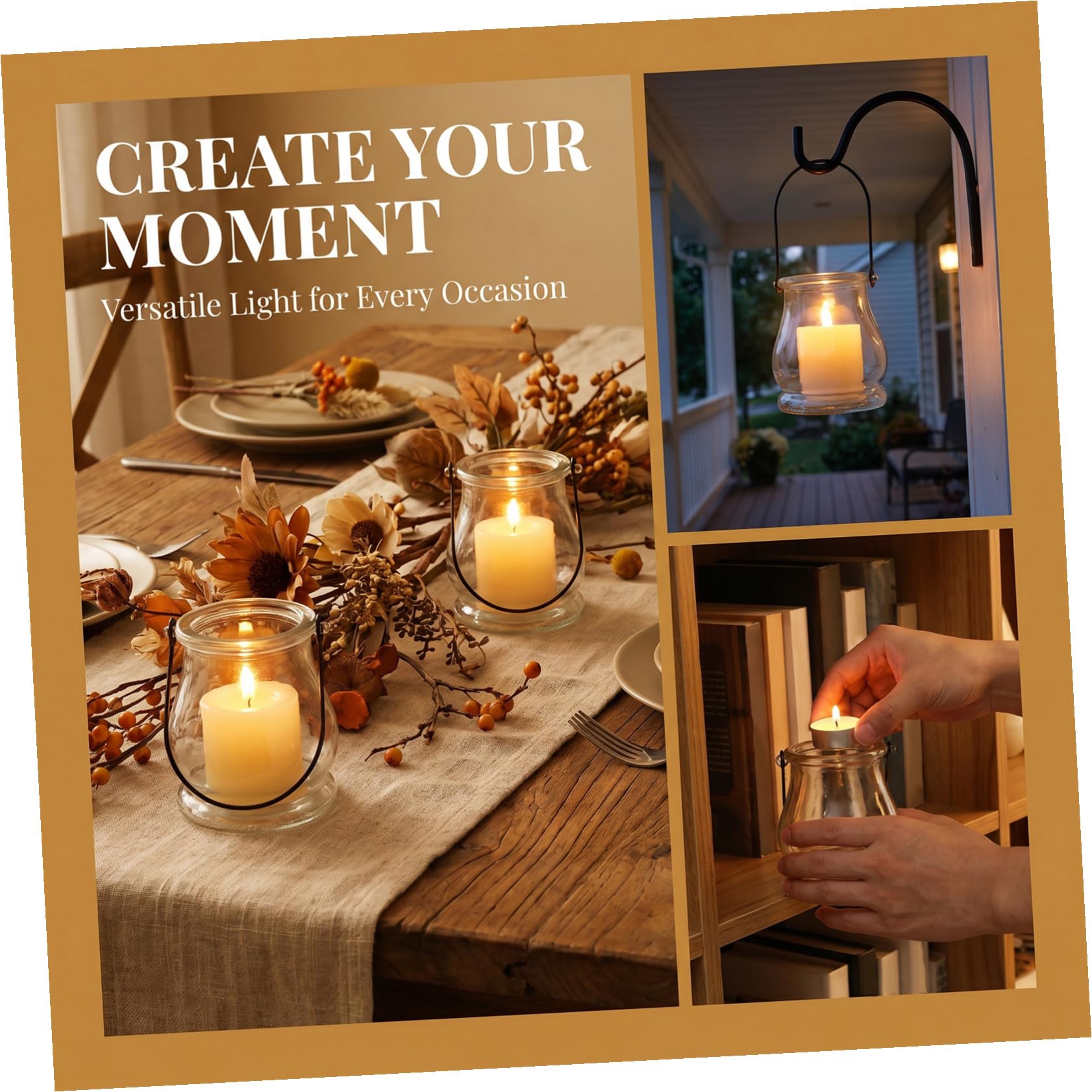 Portacandele in Vetro con Manico, 6 Pezzi per Candele Tealight