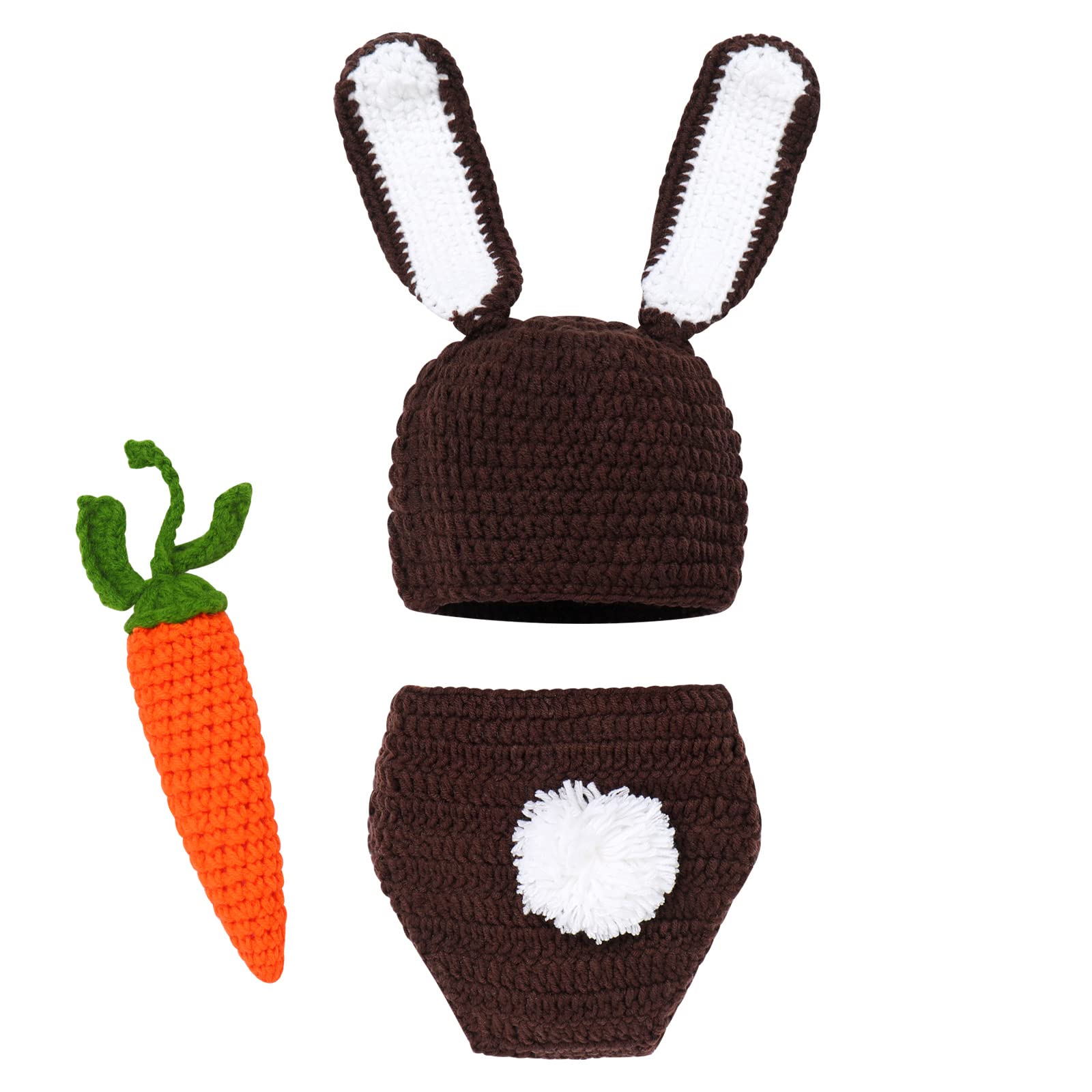 Photo 1 of ***STOCK IMAGE FOR REFERENCE***
IMEKIS Newborn Photography Props Baby Boy Girl Happy Easter Bunny Outfit Handmade Carrot Crochet Knitted Wrap 1st Birthday Cake Smash Photo Shoot 1st Easter Rabbit Beanie Hat Diaper Accessories