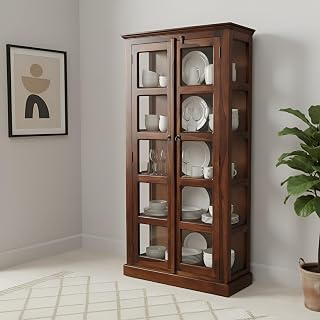 SONA ART & CRAFTS Sheesham Wooden Crockery Cabinet with Glass Door | Solid Wood Multipurpose Storage Cabinets for Living R... Price In India