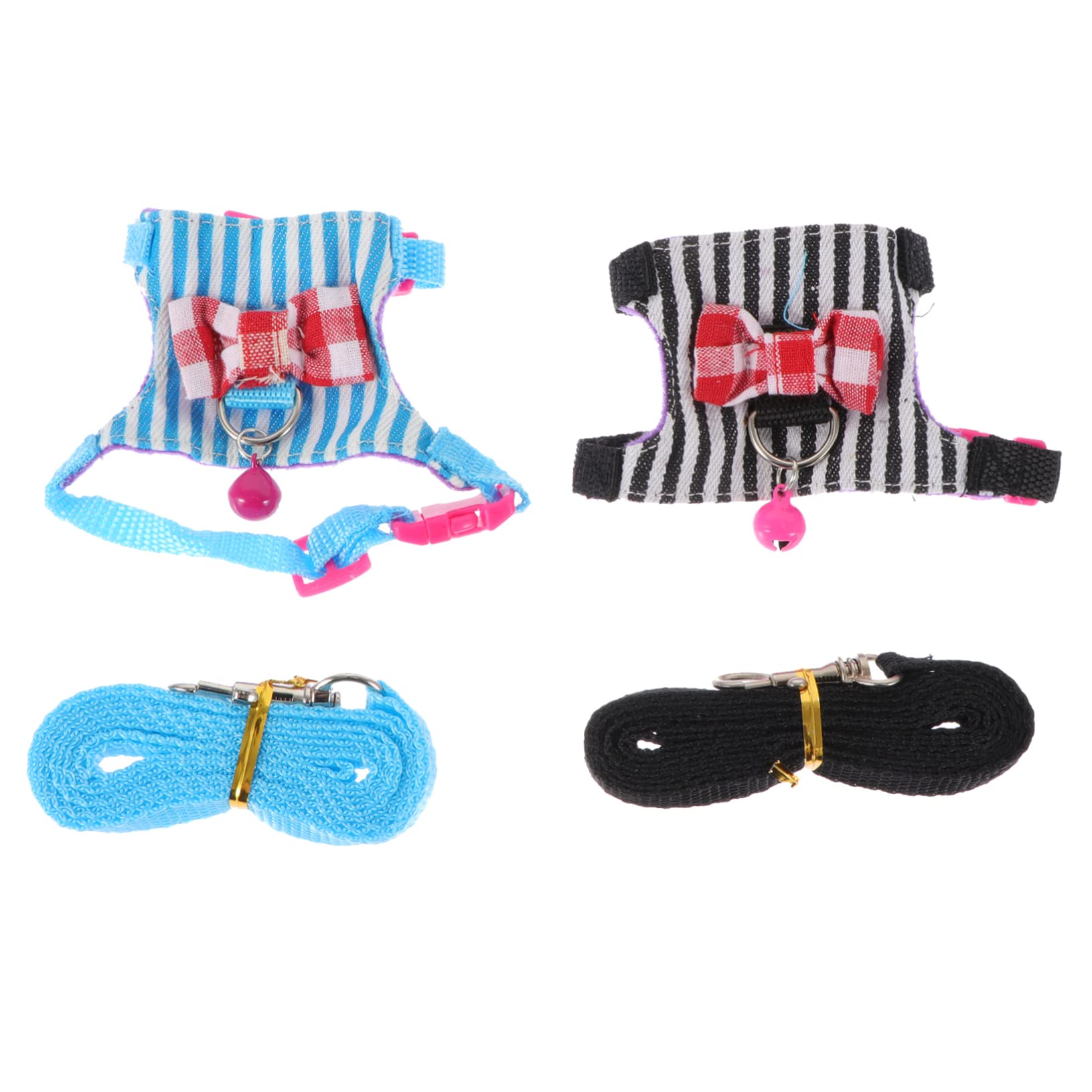 COLLBATH 2Sets Decorative Hamster Leash Portable Harness for Pets Comfortable Touch for Daily Use and Theme Parties Stylish and Stripes