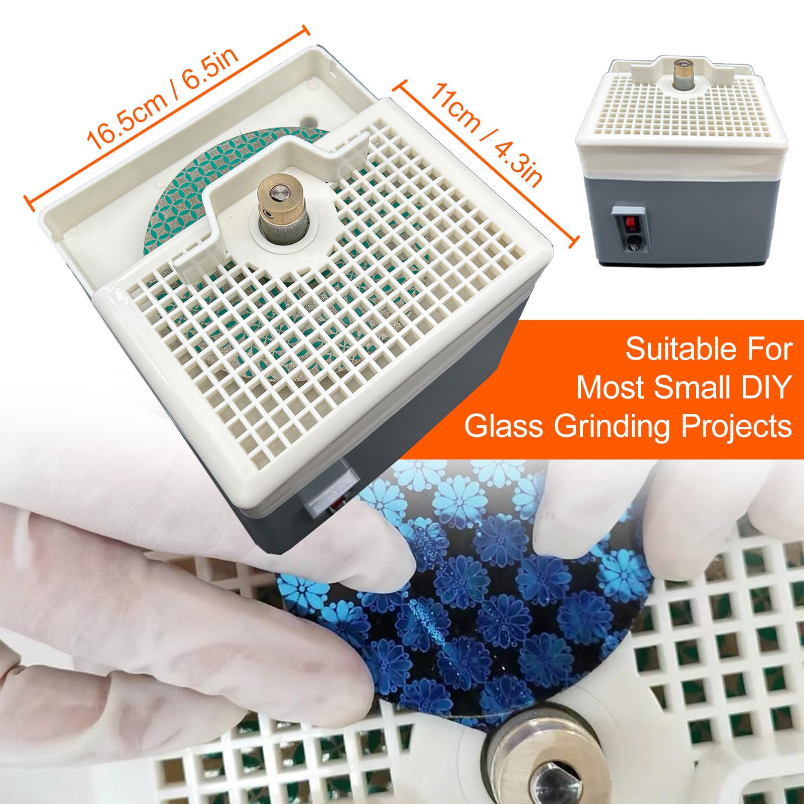 DFEDHF Stained Glass Starter Kit for Glass Grinding Multi-Angles &Curves,with Grinder Machine/Glass Cutting Kit/Soldering Iron Set/Automatic Water Supply Set