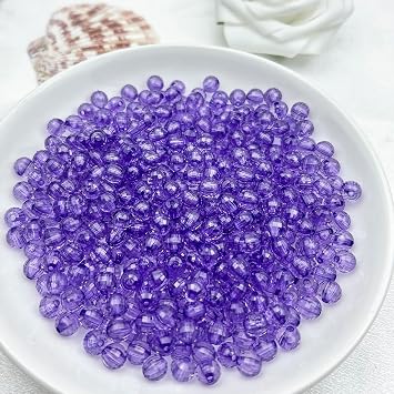 1000PCS 6MM Round Crystal Acrylic Beads Crystal Faceted Beads Spacer Beads for DIY Crafts Jewelry Making, Bracelets Necklaces Wind Chimes Suncatchers Loose Gemstones(61-Purple)