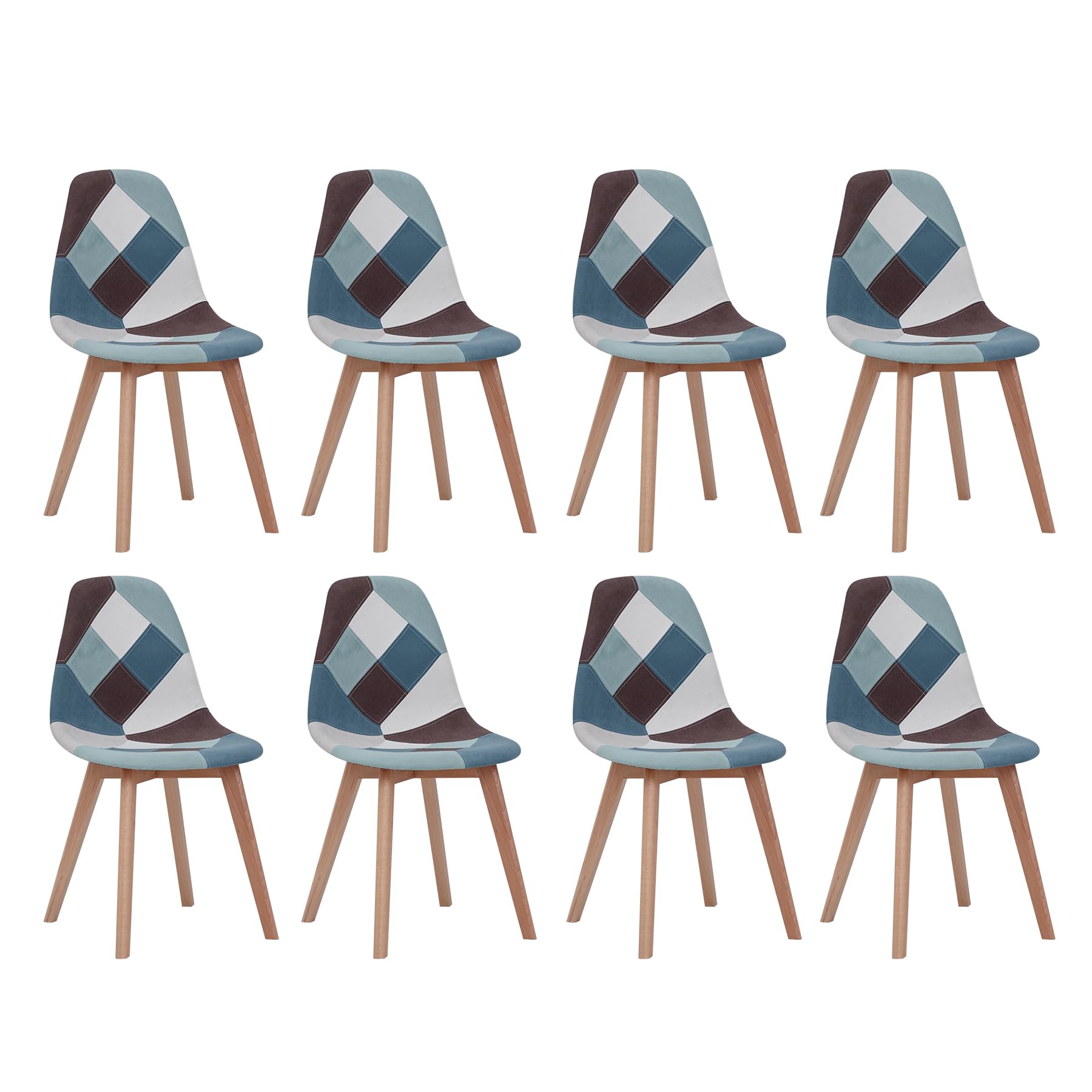 Chaise de salle à manger moderne lot de 8 sièges patchwork marron pour salon et café élégant
