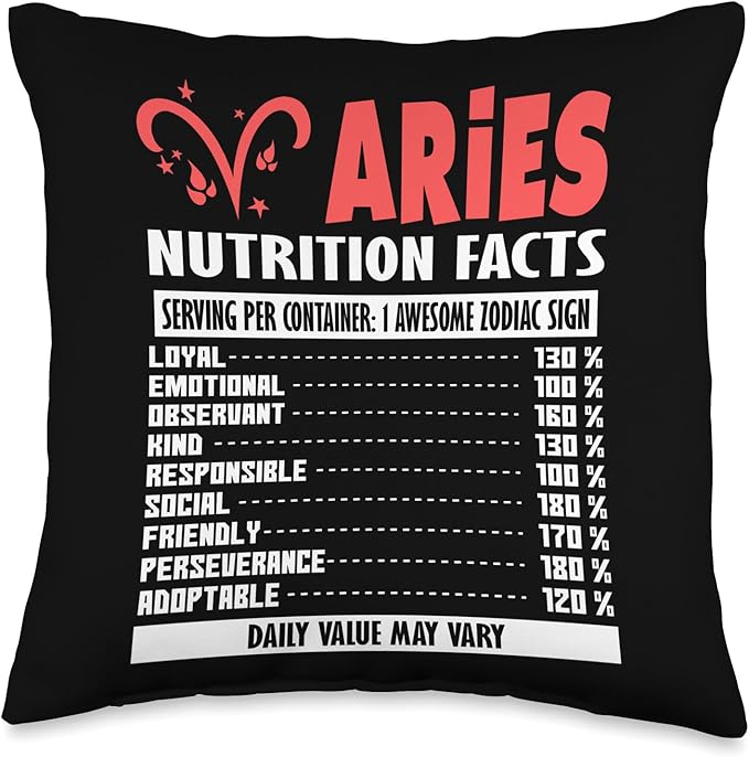 Nutrition Facts - Zodiac Sign Aries Throw Pillow