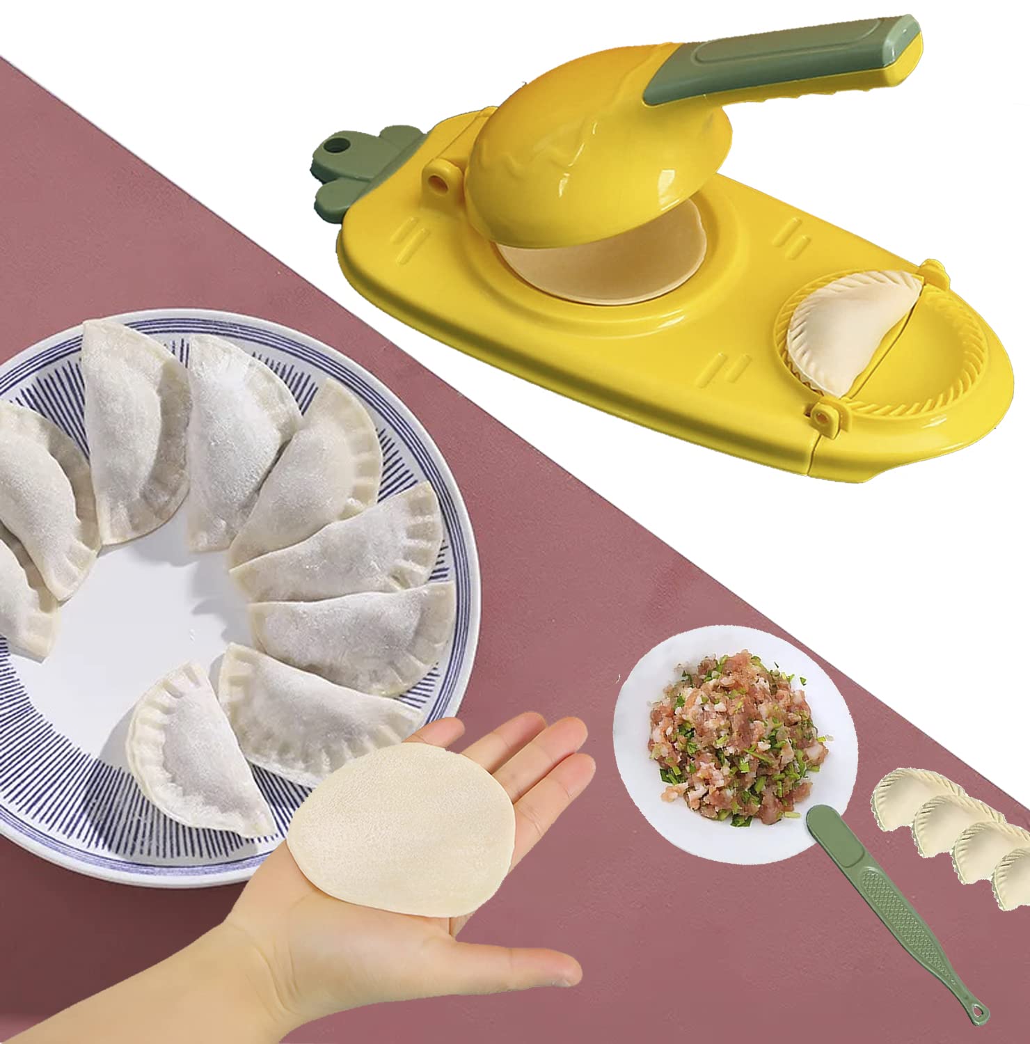 2 in 1 Dumpling Maker, 2023 New Dumpling Maker Machine, Household Automatic Dumpling Maker, Maker Press for Pressing Dumpling Skin Wrapper Mould Dough Press Maker
