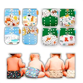 Kit 8 Fraldas Ecológicas De Pano Premium + 12 Absorventes 6 camadas Reutilizáveis