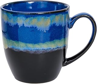 hengshukeji 500ml Unique Ceramic Coffee Mug，Handmade Kiln Change Glaze Large Tea Cup for Office and Home,Coffee Mugs for Tea, Hot Chocolate, and More (Blue)