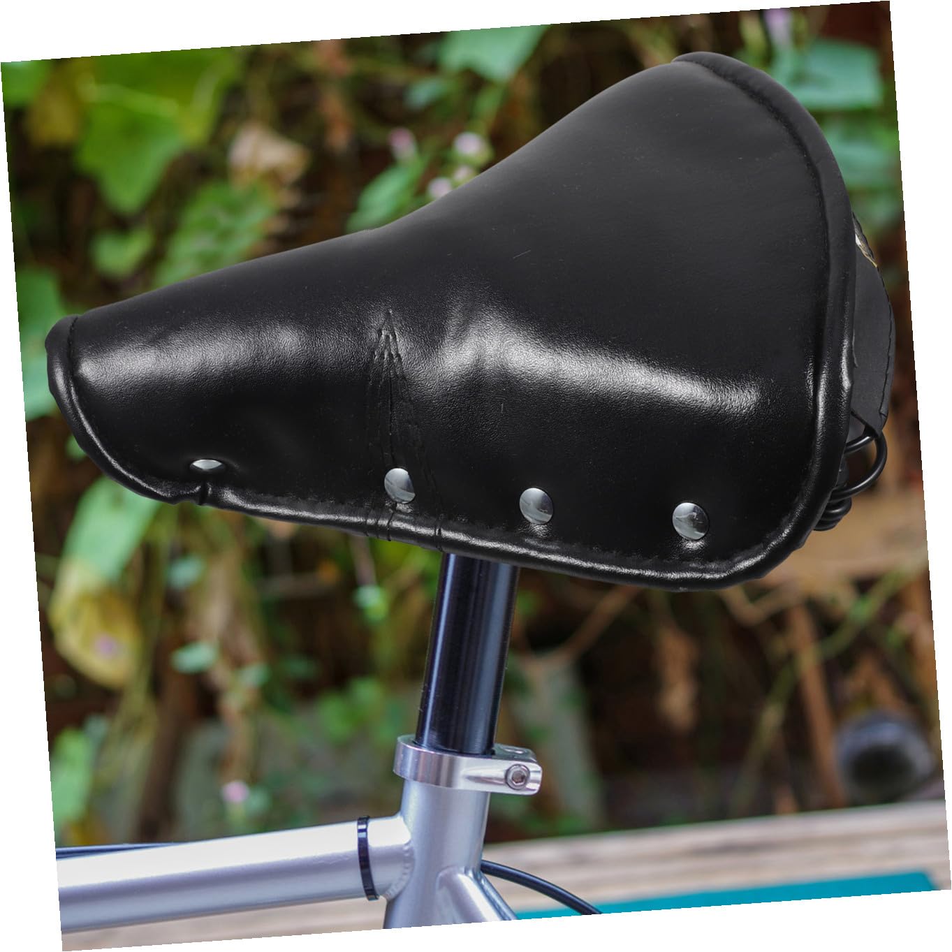 Healeved Sillín de Bicicleta Vintage Negro Muelles Cojín Retro de Cuero Cómodo Asiento para Triciclo Clásico Sillín de Bicicleta de Estilo Antiguo para Ciclismo Recreativo