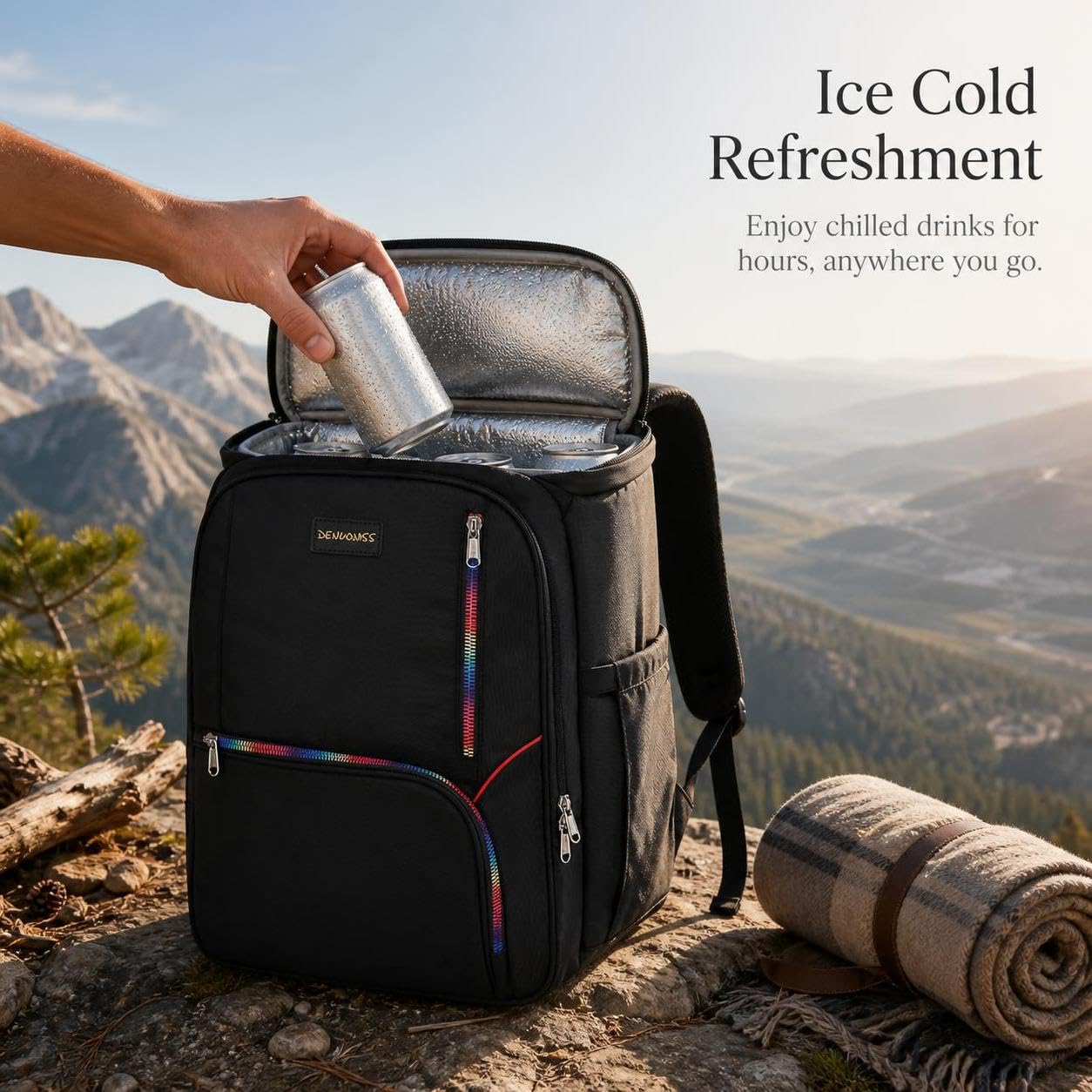 Mochila Nevera Térmica Impermeable, Negro