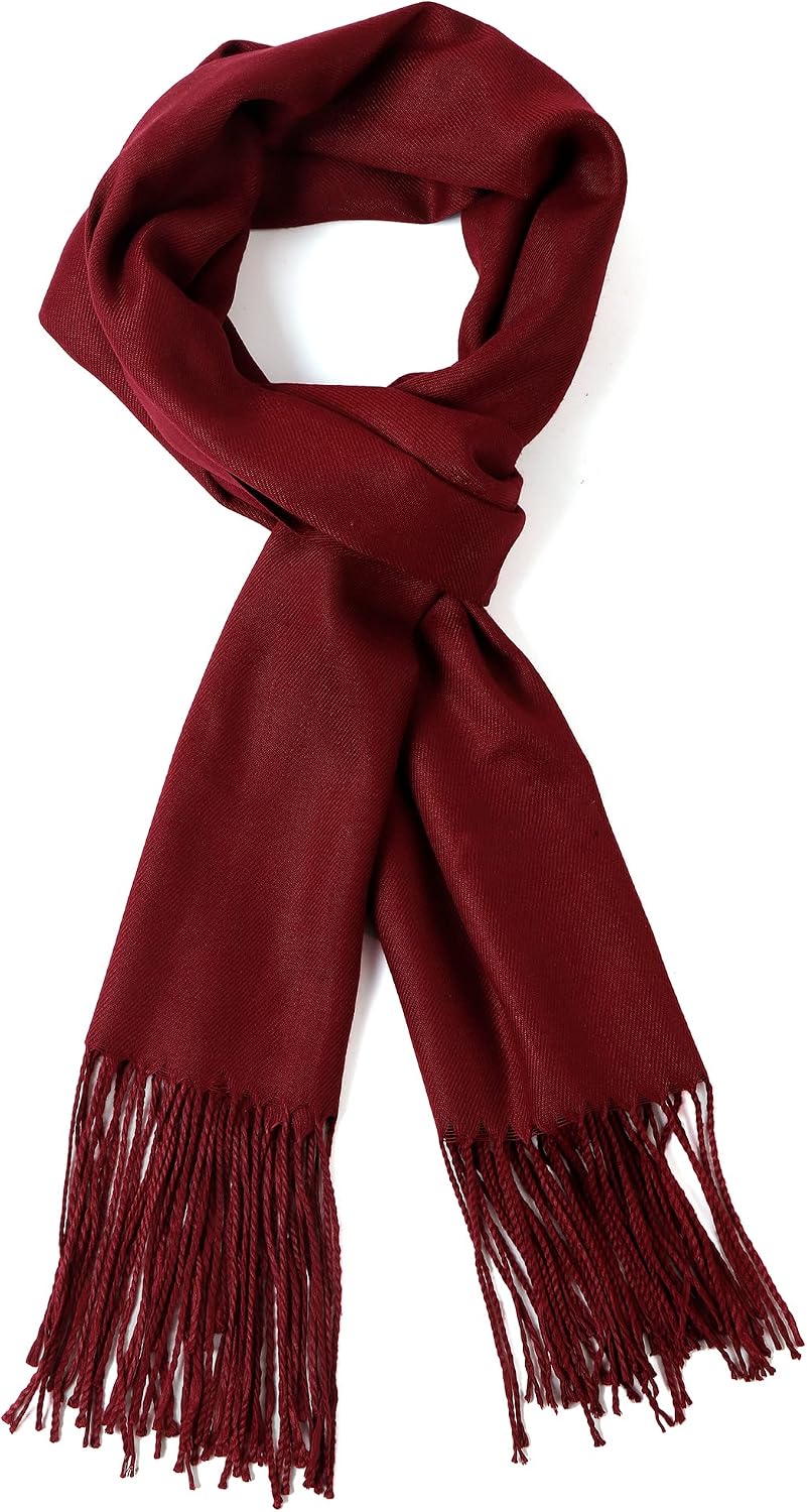 AMERICHAMP Super Soft Elegant Scarf for Women Men Cashmere Feel Winter Fall Fashion fringe Gift Lightweight solid cozy