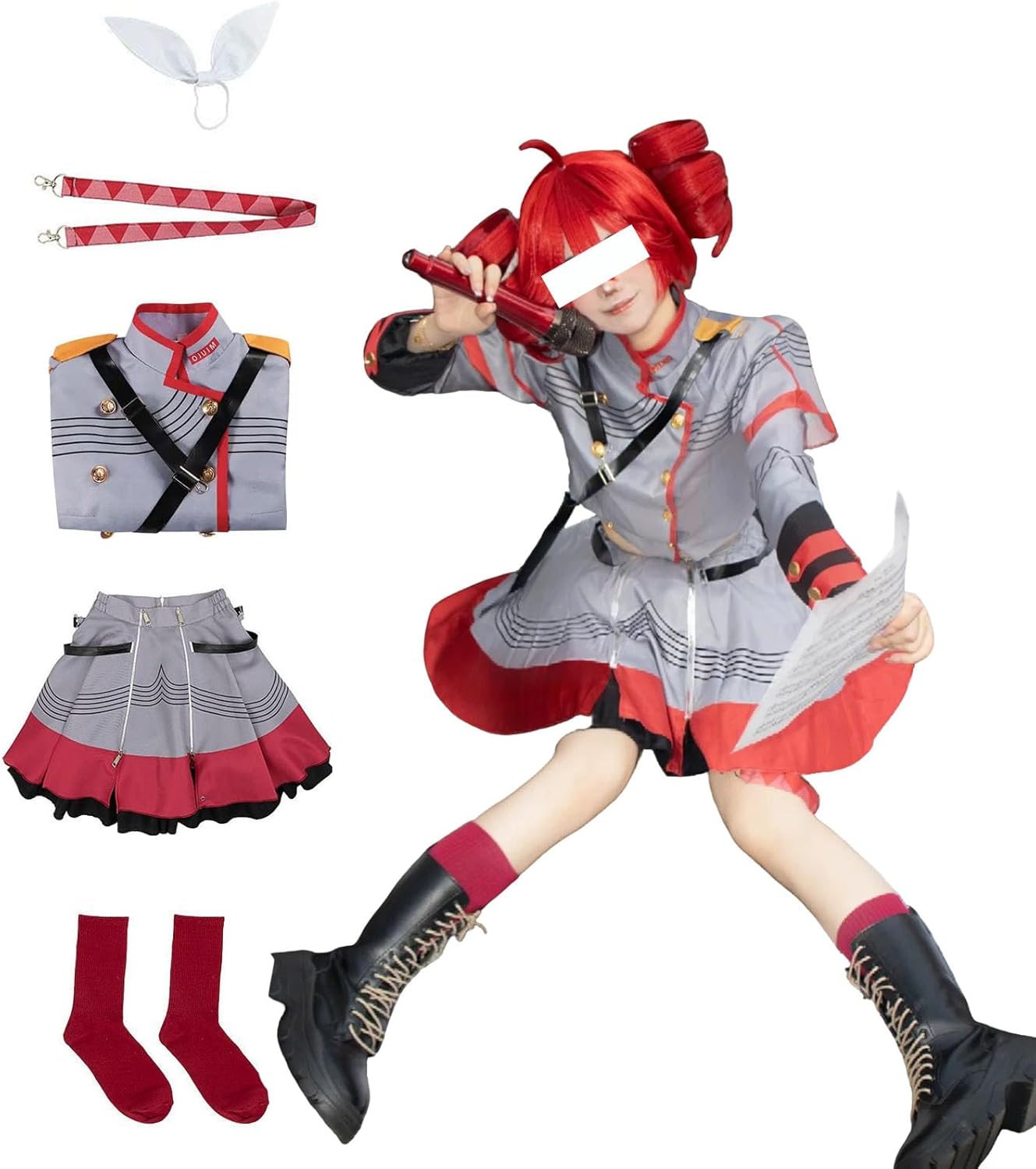 Ladies' Gray Red JK Uniform set, Halloween Themed Event Costume