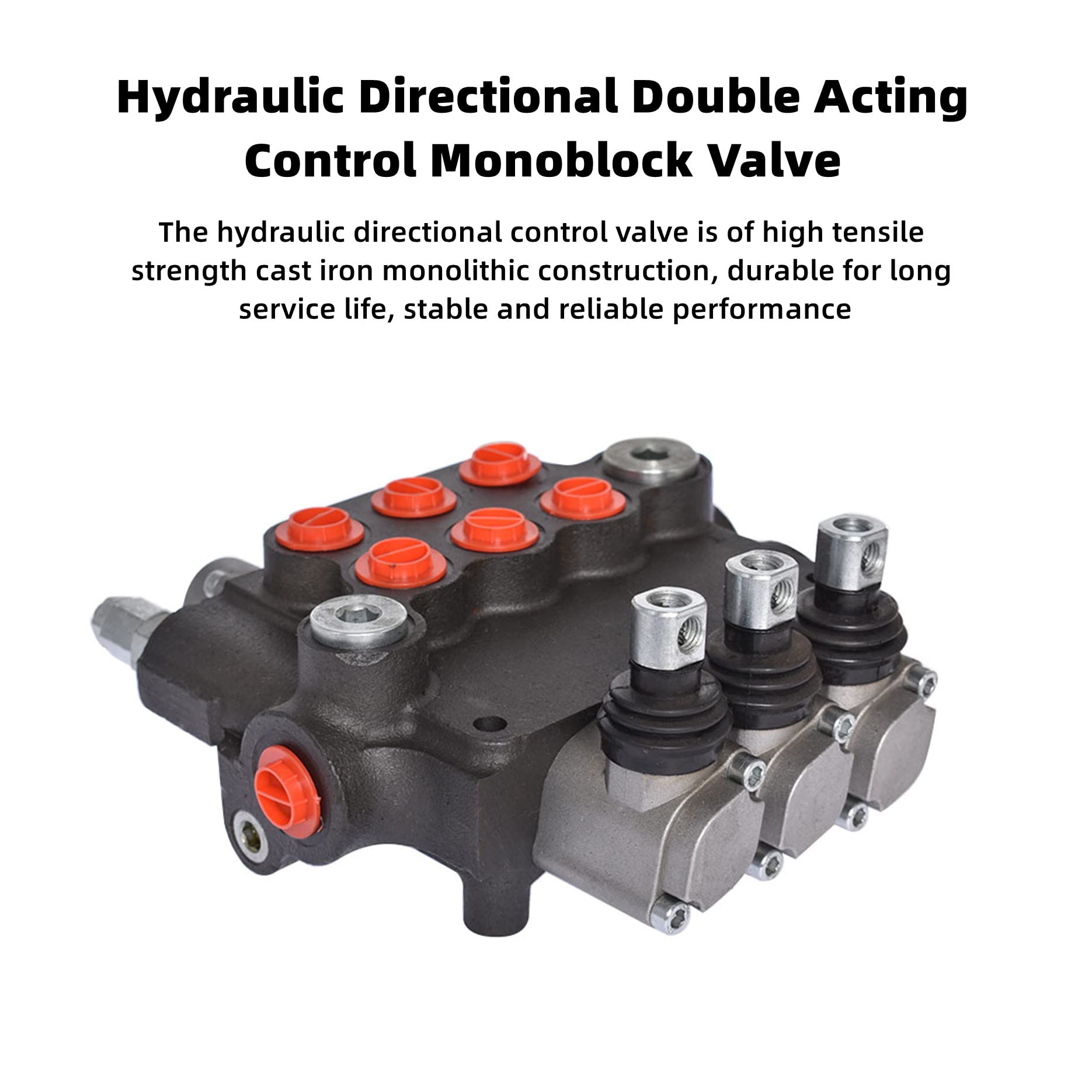 Vanne monobloc de commande hydraulique directionnelle à double effet, 3 ports SAE de 21 gpm avec joystick, vanne de commande directionnelle hydraulique de 3625 psi adaptée aux petits tracteurs, char