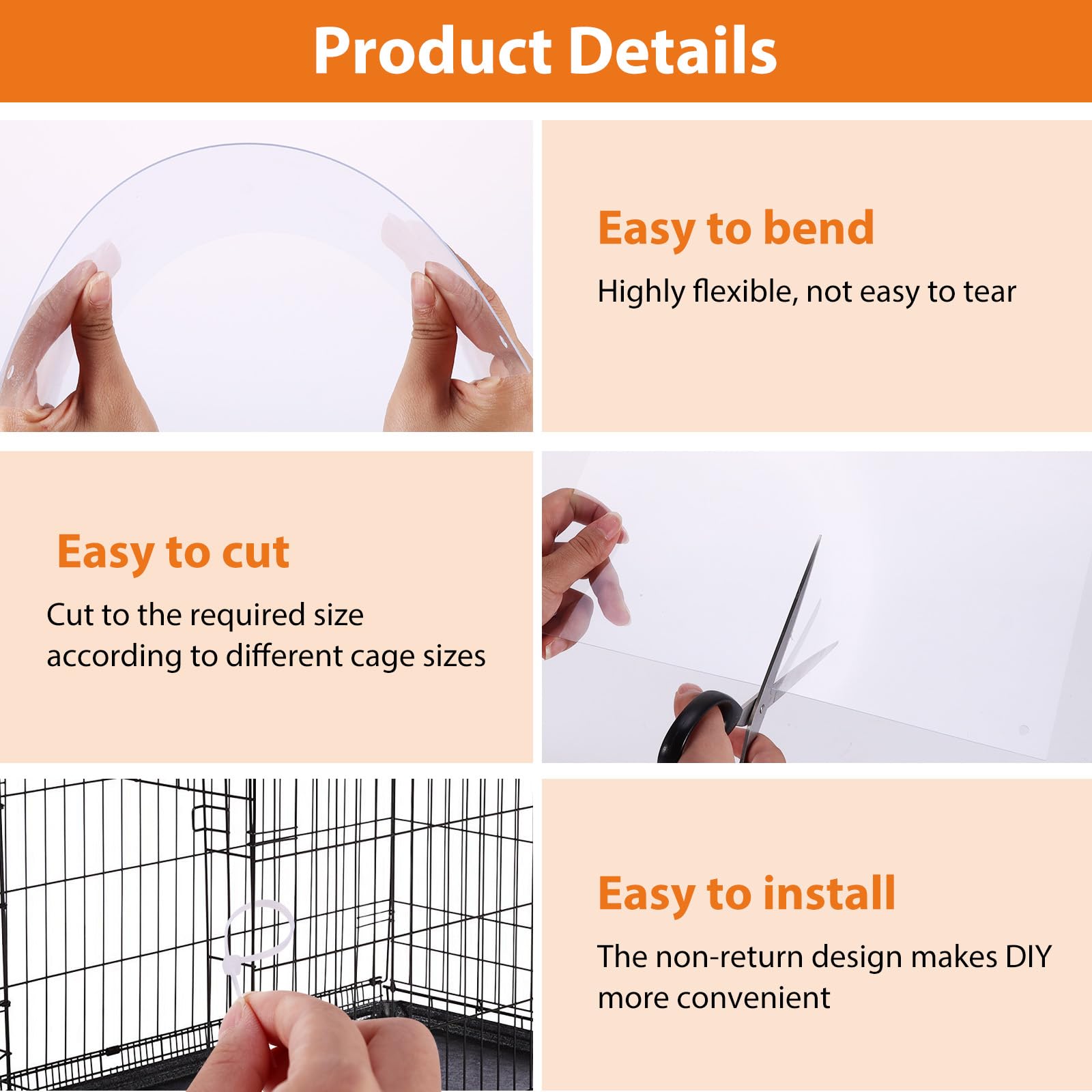 Lot de 12 protections de cage pour animal de compagnie, protection des bords transparents, 25,4 x 21,6 cm