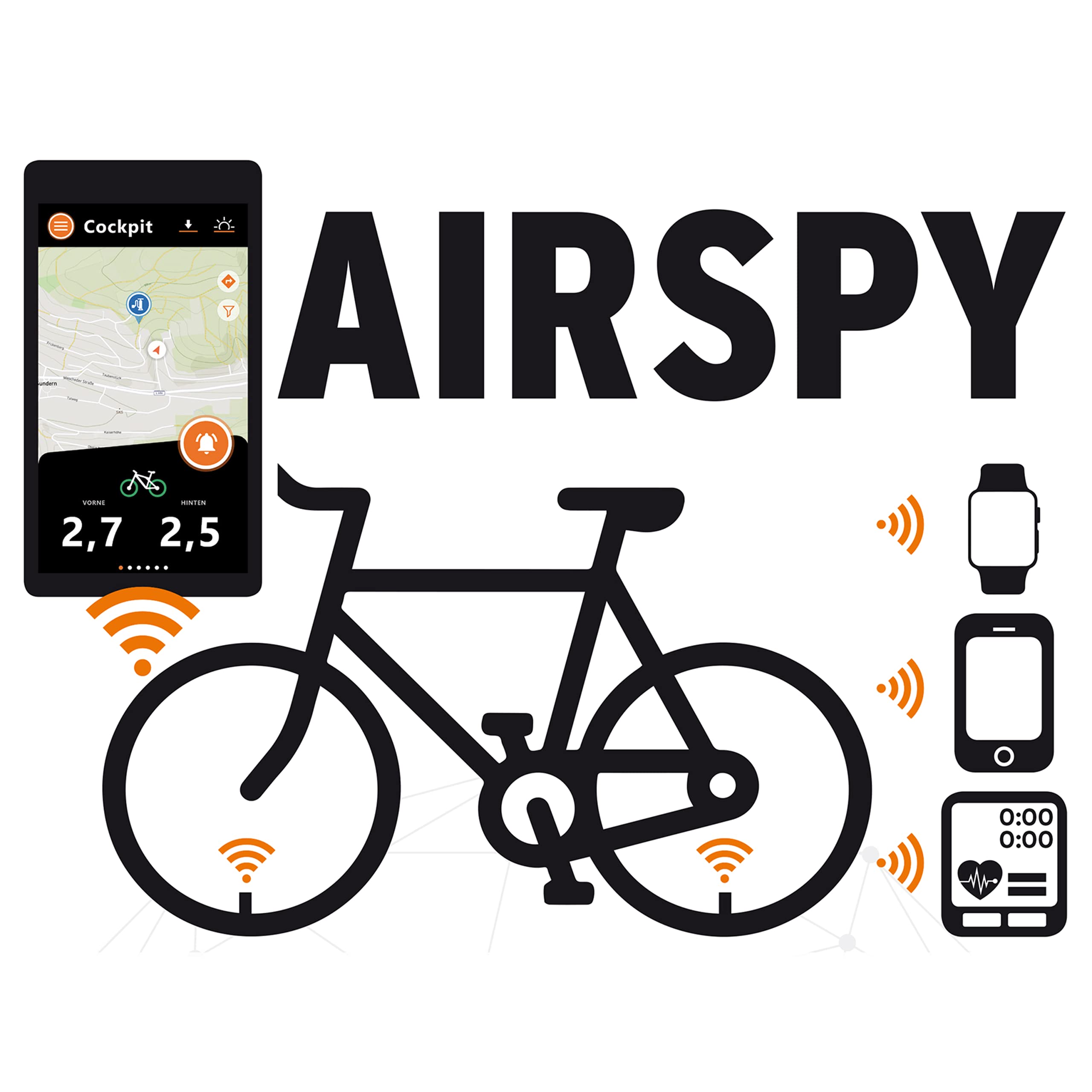 SKS GERMANY AIRSPY AV & SV SET 2er Set Reifendruckkontrollsystem mit permanenter Messung (Fahrradzubehör zur Befestigung auf AV- & SV-Ventilen, Staub- & wasserdicht, als Digitalmanometer verwendbar)