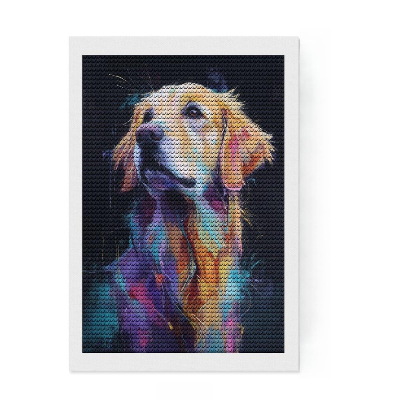 Junmoney Vibrant Canine Art Diamond Art Kit 8"x12", Home Wall Decor, for Creative Relaxation, Mindful Craft Activity, Thoughtful Handmade Gift