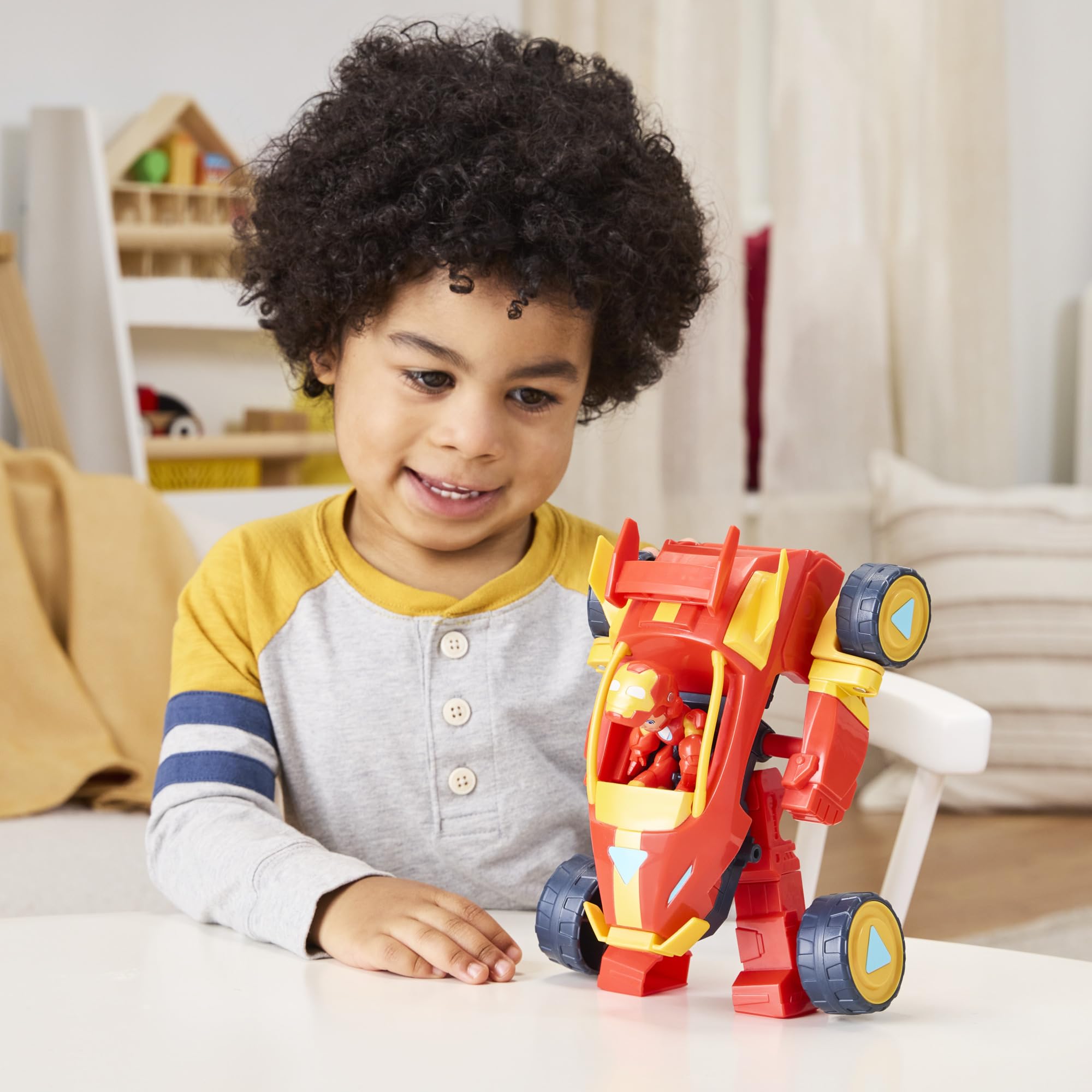 Mechaniczny kombinezon i pojazd 2 w 1 z serialu ""Iron Man and his Awesome Friends"" Marvela, zestaw z figurką w skali 7,6 cm i modelem pojazdu, zabawki z superbohaterami, wiek: od 3 lat