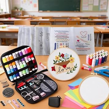 Yutaohui 2026 Upgraded 86-Piece Embroidery Starter Kit | Includes Book with 40 Stitch Tutorials, Complete Tools & Instructions | Beginner Embroidery Kit for Adults. (with Embroidery kit)