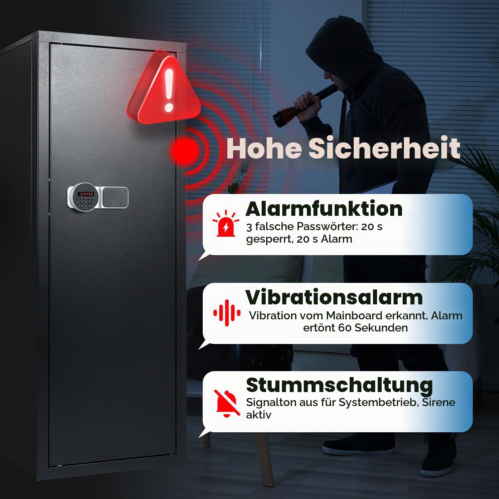 COSTWAY Waffenschrank für 6 Gewehre, Langwaffenschrank aus Stahl