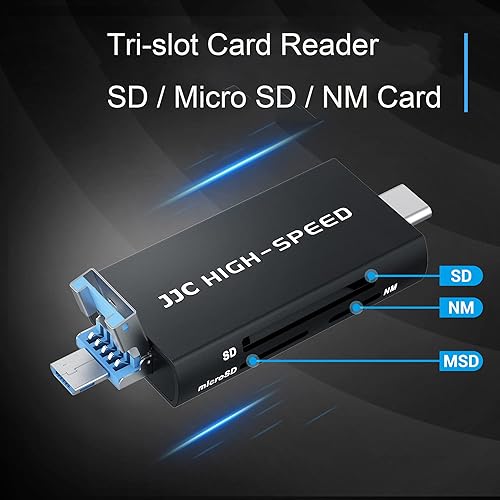 Miniatura 2 de JJC USB 3.0 Huawei NM Nano lector de tarjetas de memoria escritor, USB-C 3.0 NM a tarjeta SD MicroSDTF, velocidad de transferencia de datos de hasta