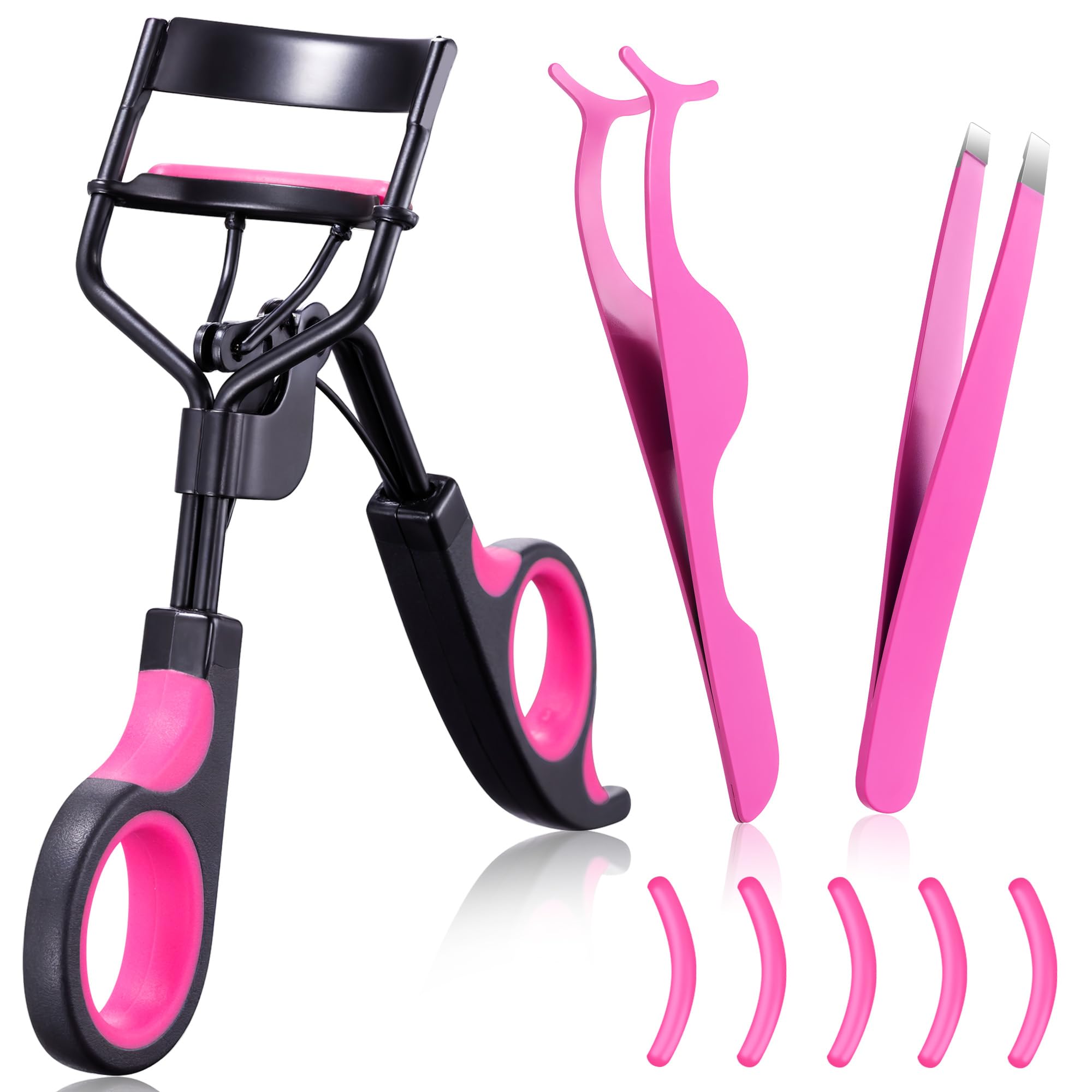 Eyelash Curler Tool - 3-in-1 Eyelash Curler Lash Lift Kit Lash Curler, Professional Kit, Eyelash Extension Tweezers - Includes Replacement Pad with