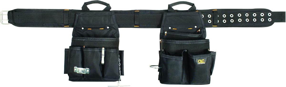 CLC Custom Leathercraft 5609 Cinturón de herramientas combinado eléctrico de 3 piezas, 20 bolsillos, negro, 29-46 pulgadas