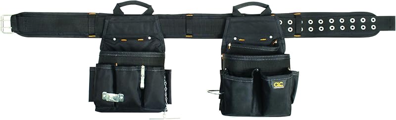 CLC Custom Leathercraft 5609 Cinturón de herramientas combinado eléctrico de 3 piezas, 20 bolsillos, negro, 29-46 pulgadas