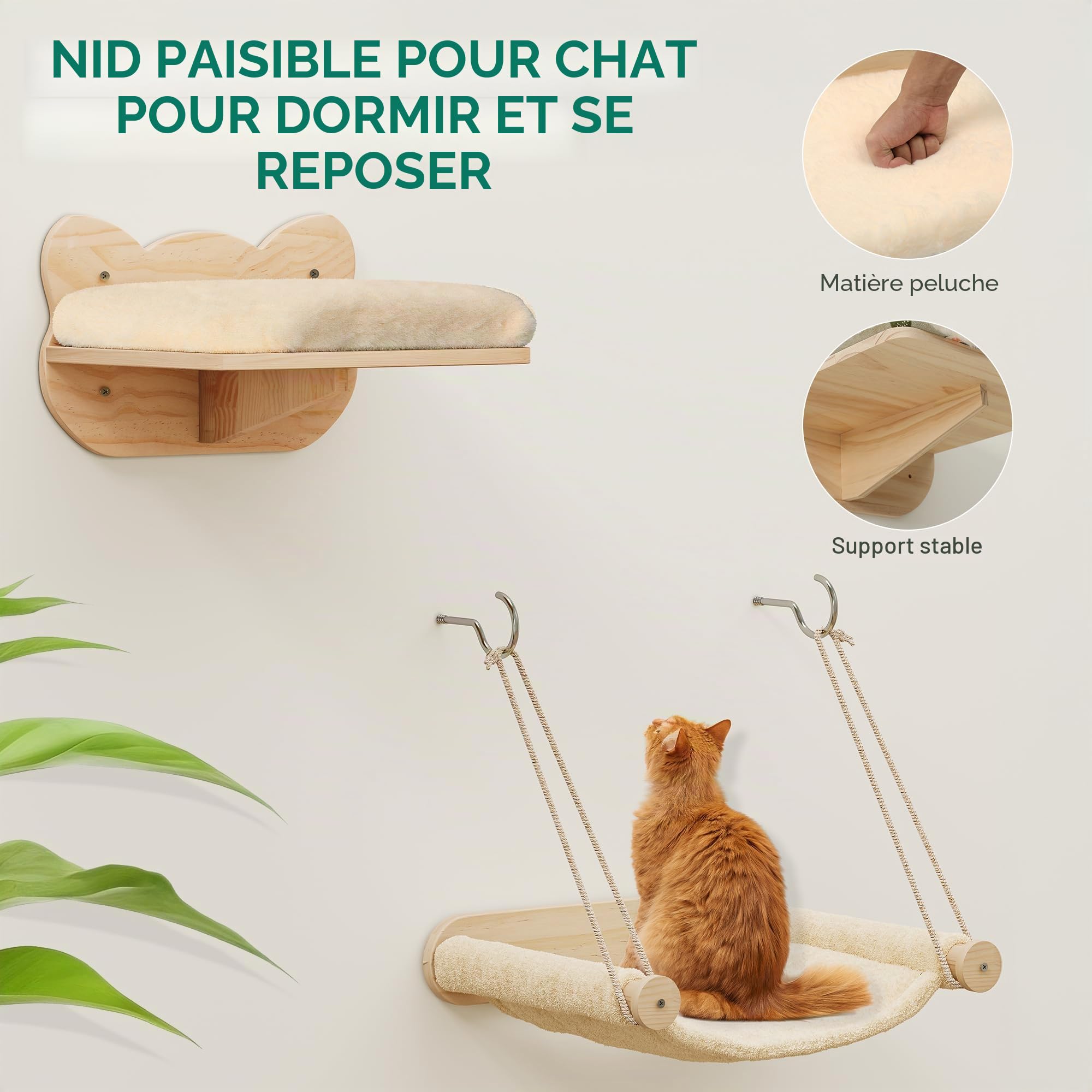 YITAHOME Ensemble Mural d'escalade pour Chat, Meubles en Bois Robuste, 7 étagères avec escaliers, griffoirs et griffoirs pour Que Les Chats dorment, Jouent et se reposent