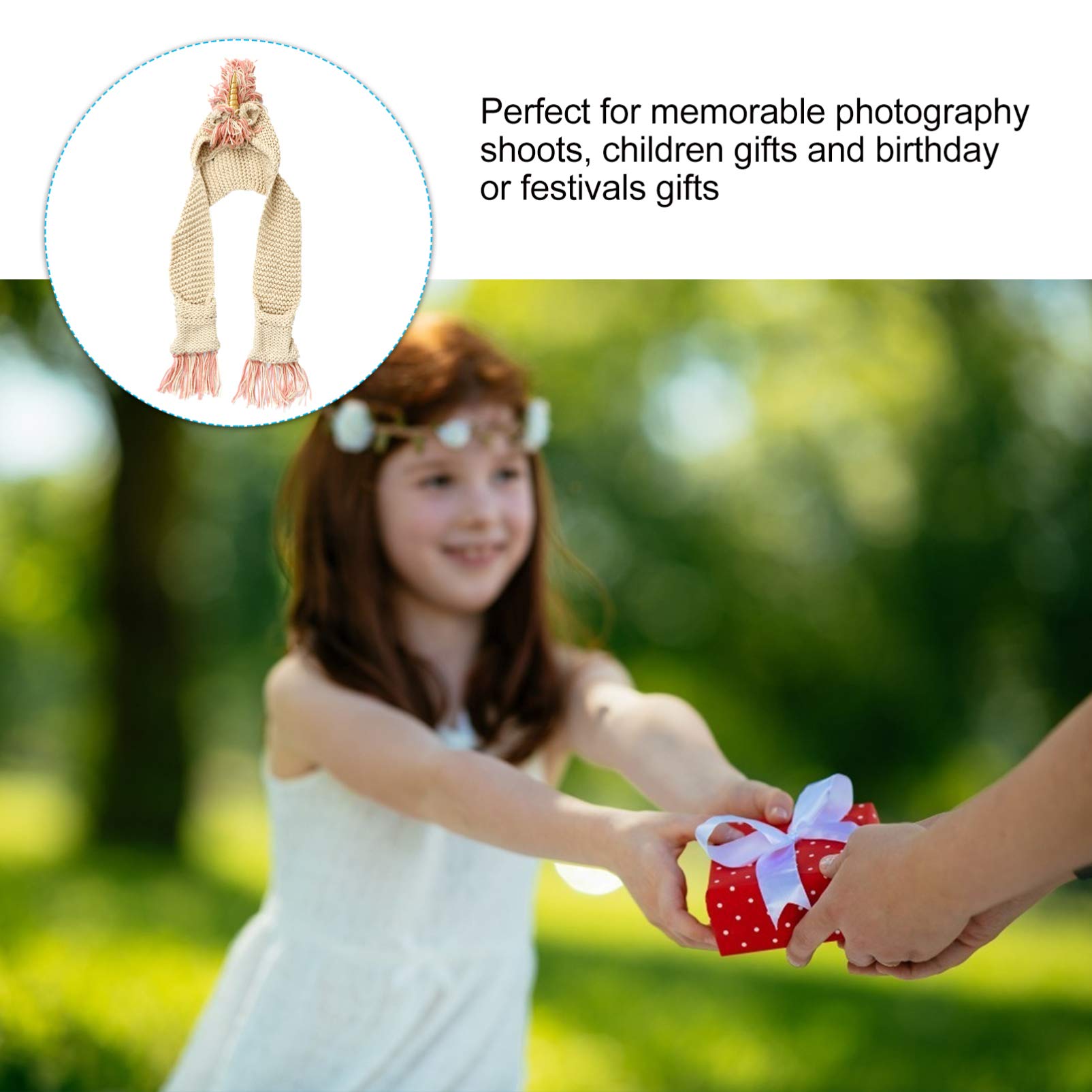 VALICLUD Gorro de Unicornio de Punto para Niños, Bufanda, Acrílico Cálido, Diseño Dorado para Invierno, Festivales y Sesiones de Fotos
