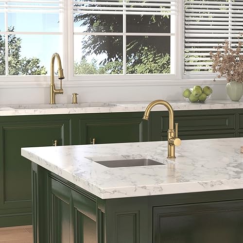 Miniatura 8 de Lava Odoro Curtura - Grifo de cocina negro y dorado con rociador extraíble, grifo de fregadero de cocina de una sola manija con rociador de 2