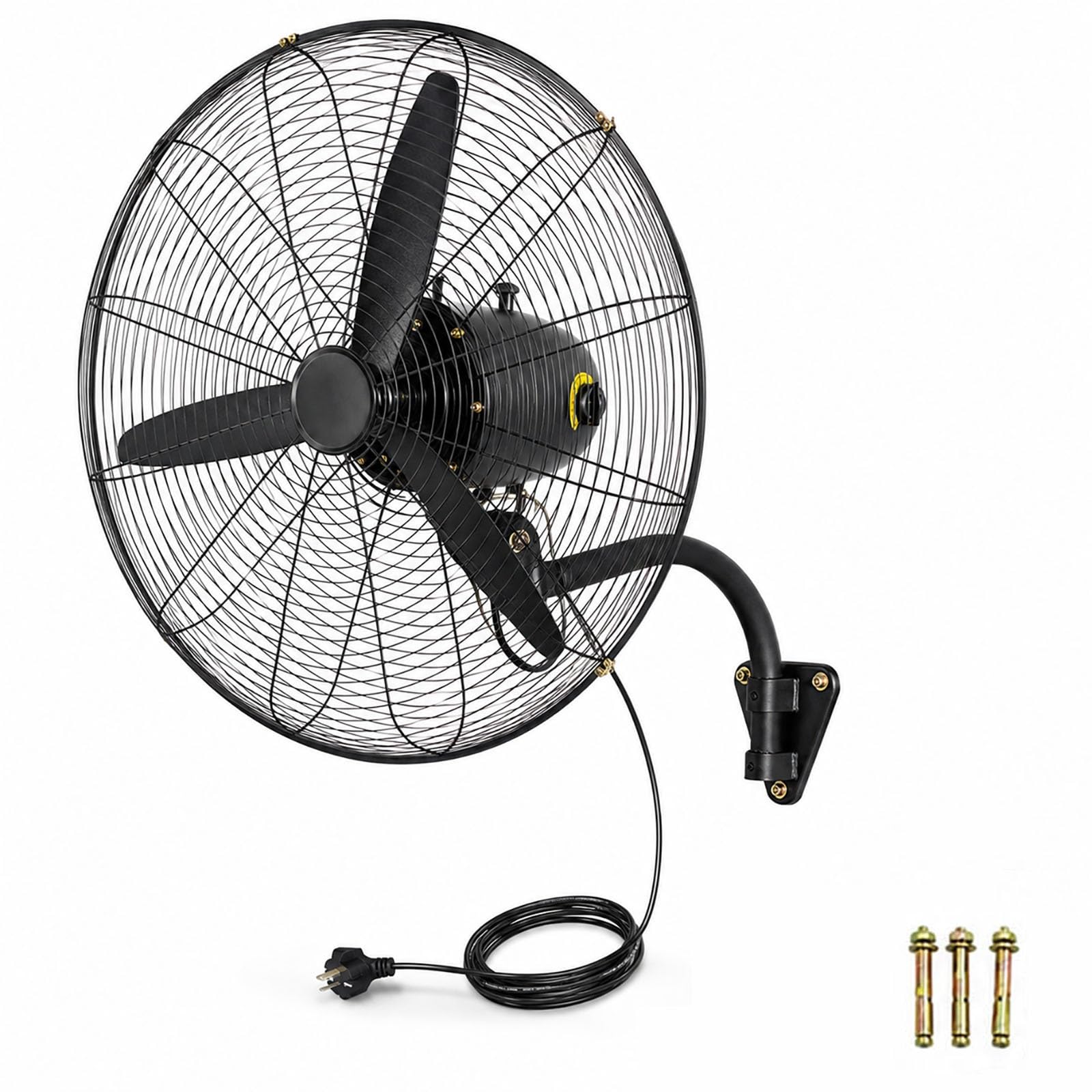 Ventilatore Industriale da Parete 55/70/80 cm, Oscillante, 3 Velocità, Nero | Grande, Motore in rame, metallica, cavo 3 m, per garage, officina, magazzino Palestra e Ristorante(70cm/27inch)