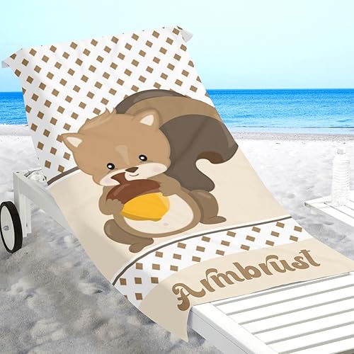 Miniatura 6 de Toalla de playa personalizada con patrón de diamante de ardilla para niños, adolescentes, adultos, viajes, gimnasio, campamento, piscina, yoga
