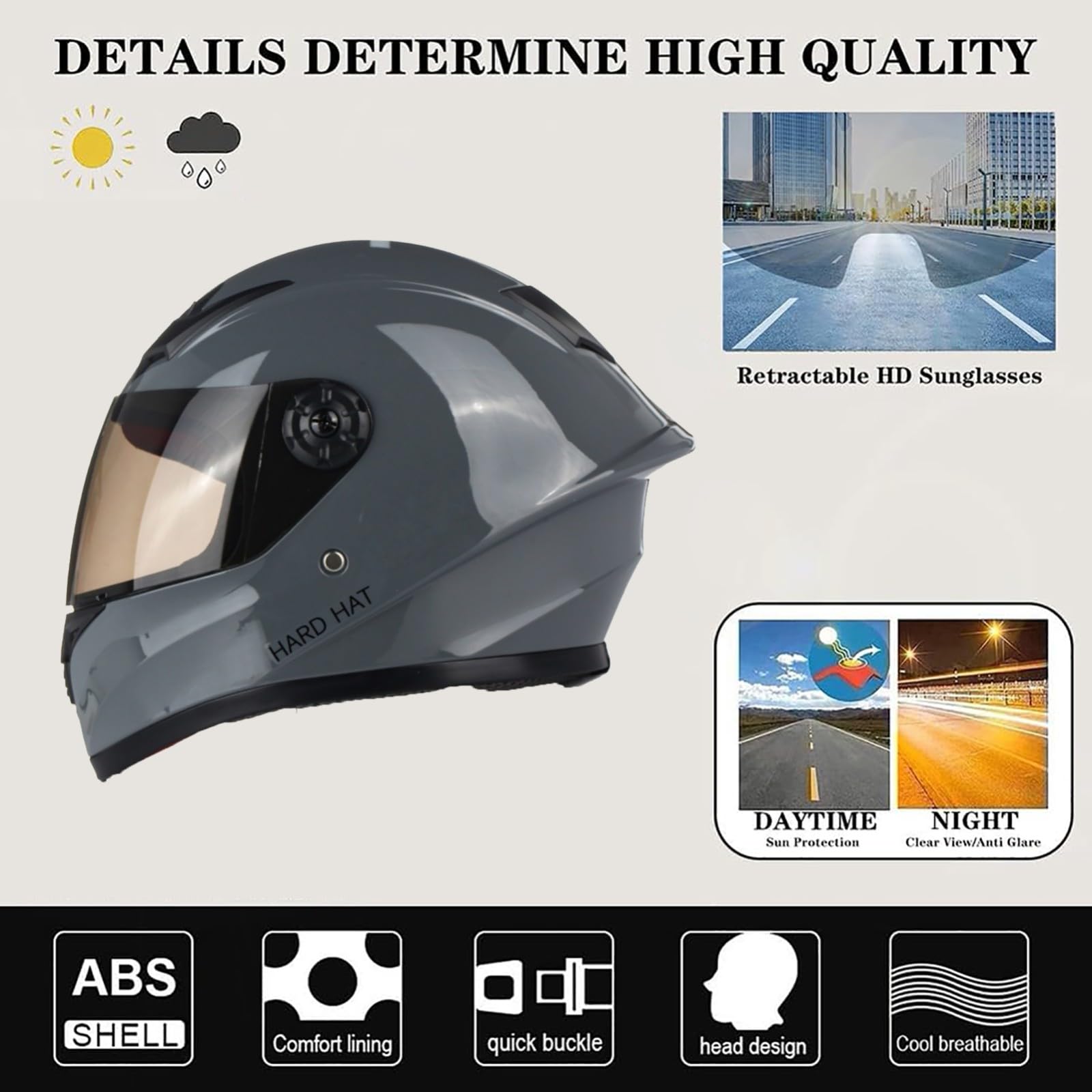 Casco De Moto para Niños, Casco Pequeño para Moto Cruiser, Scooter, Ciclomotor Y Karts, Homologado por Dot/ECE, Casco Integral De Moto con Guantes.