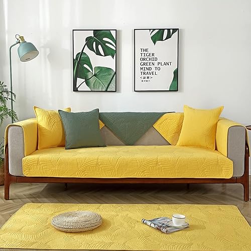 Miniatura 2 de vctops Funda de algodón con diseño bordado de hoja de palmera para sofá seccional, funda para sofá, para perros, gatos y mascotas, para sofá