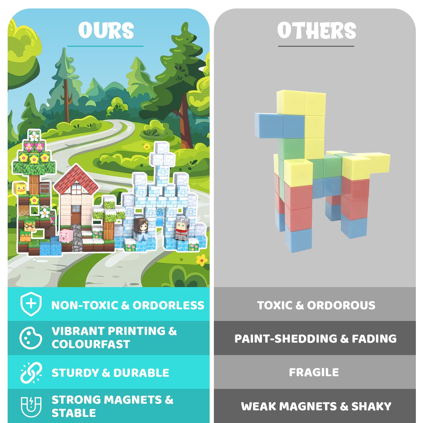 ACELIFE Blocchi magnetici da costruzione 200 pezzi, giocattoli magnetici creativi STEM Magnetic Building Blocks giocattoli regali per bambini ragazzi e ragazze 3 4 5 6 7 8 anni