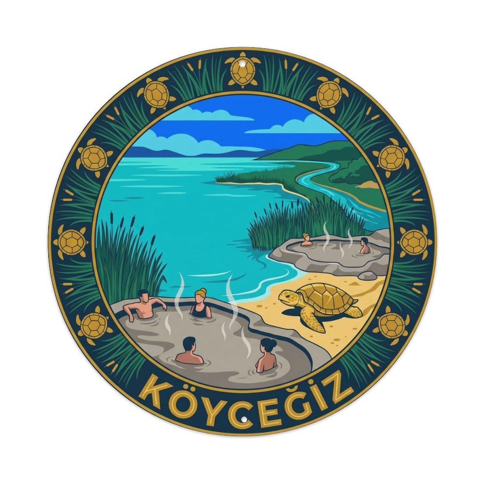 Mugla Koycegiz Lake Mud Baths Nature Turkey Classic Metal Tin Sign